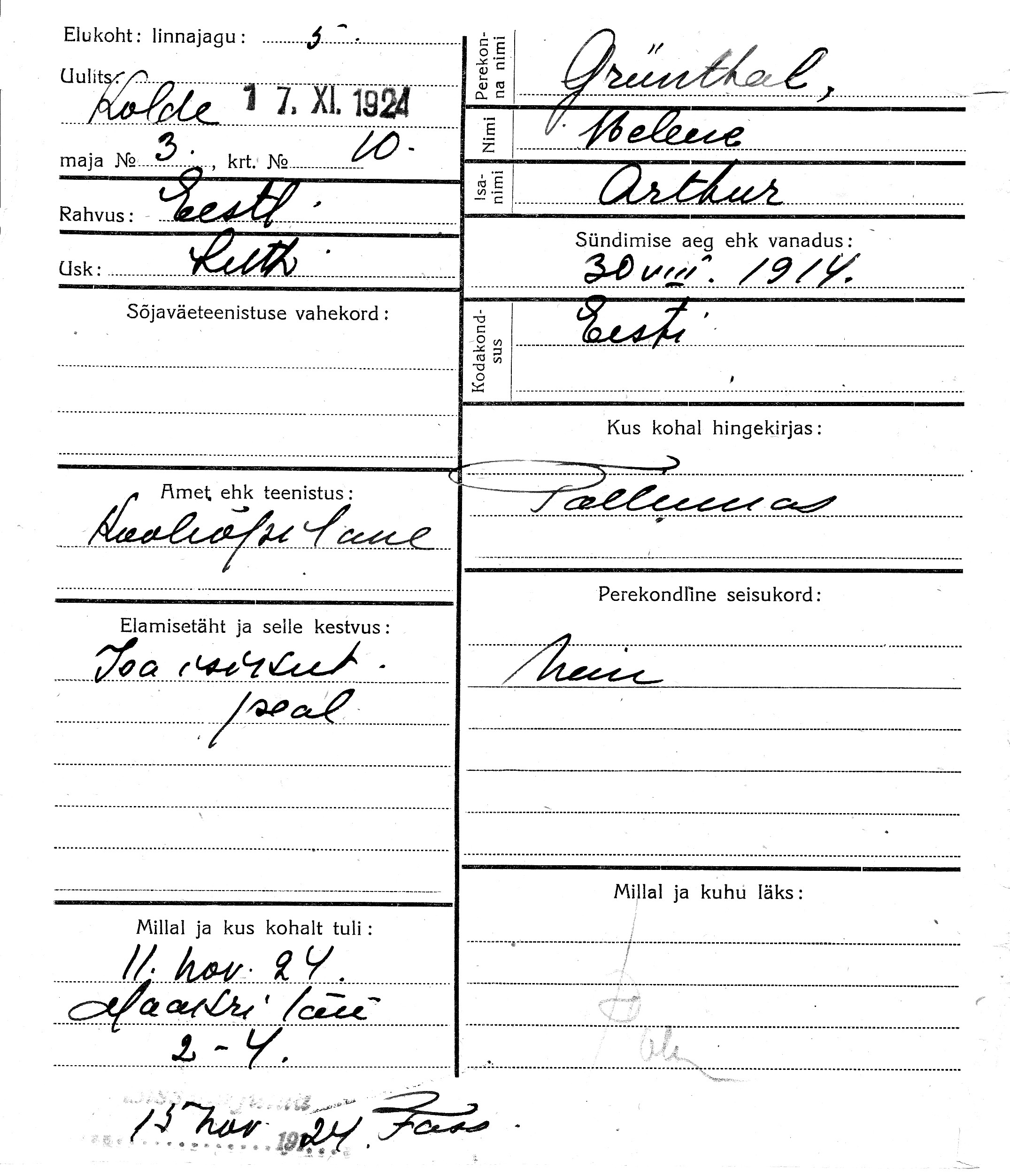 Grünthal, Helene, Arthur