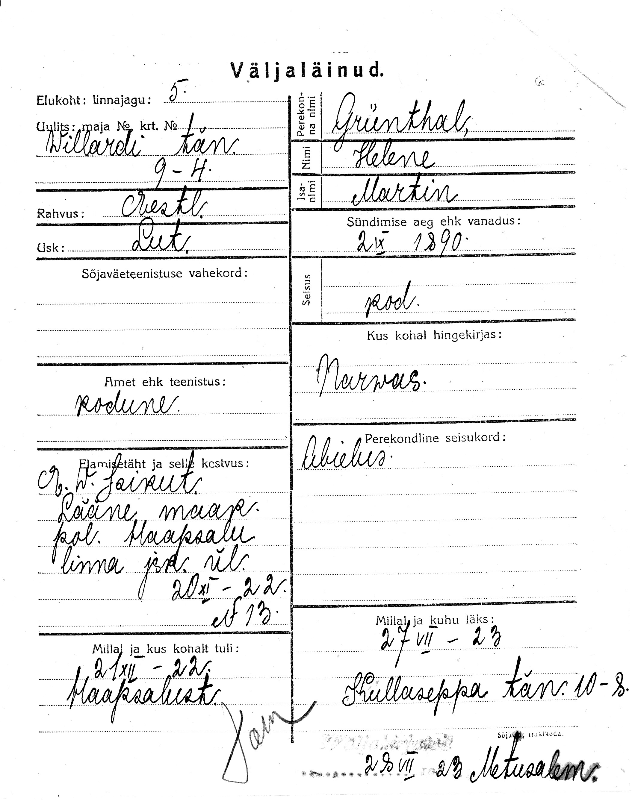 Grünthal, Helene, Martin