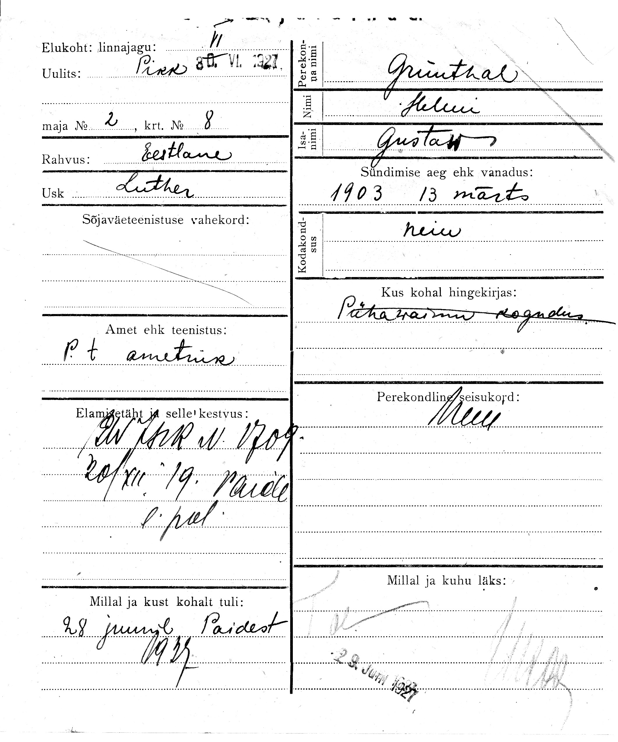 Grünthal, Helmi, Gustav