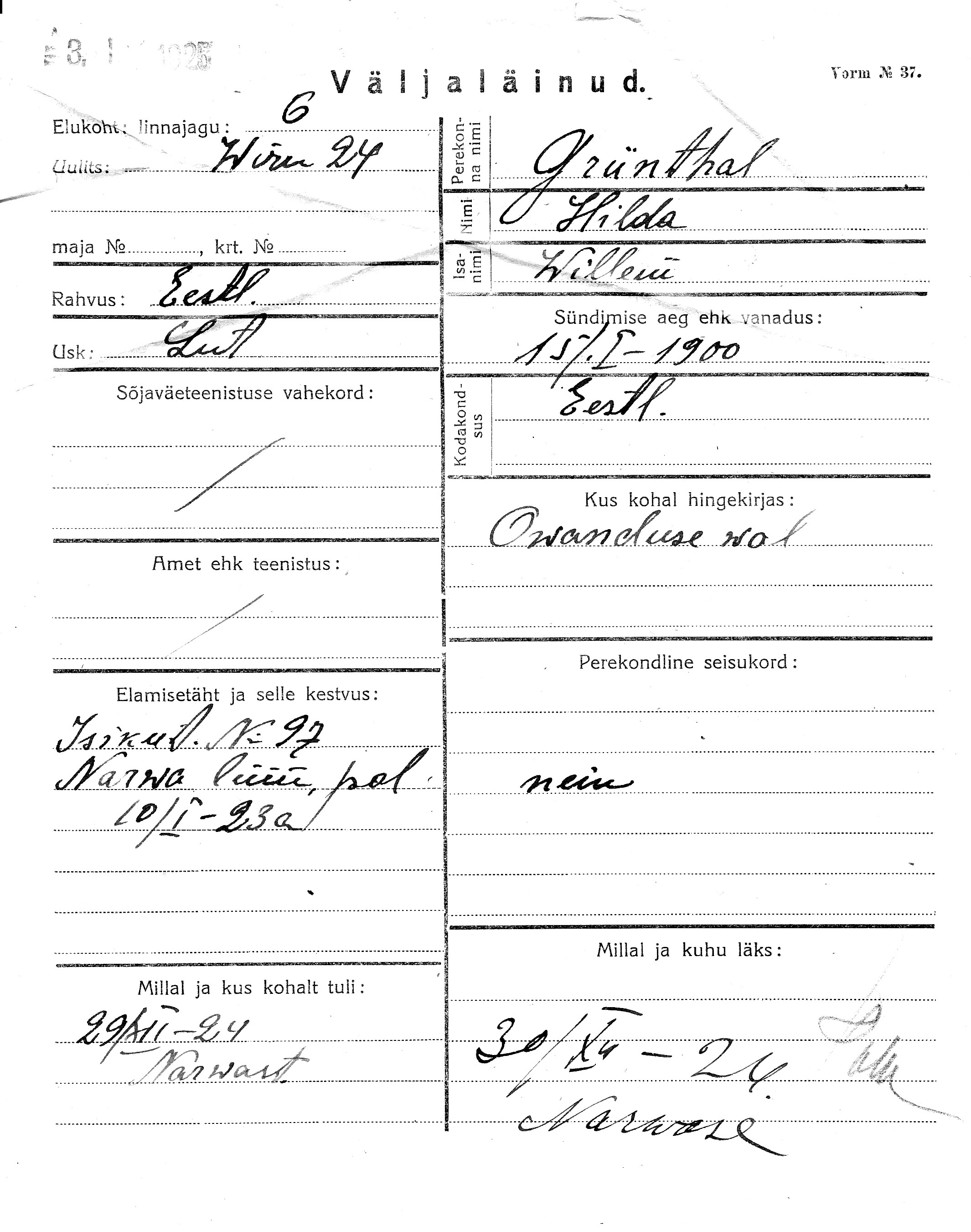 Grünthal, Hilda, Willem