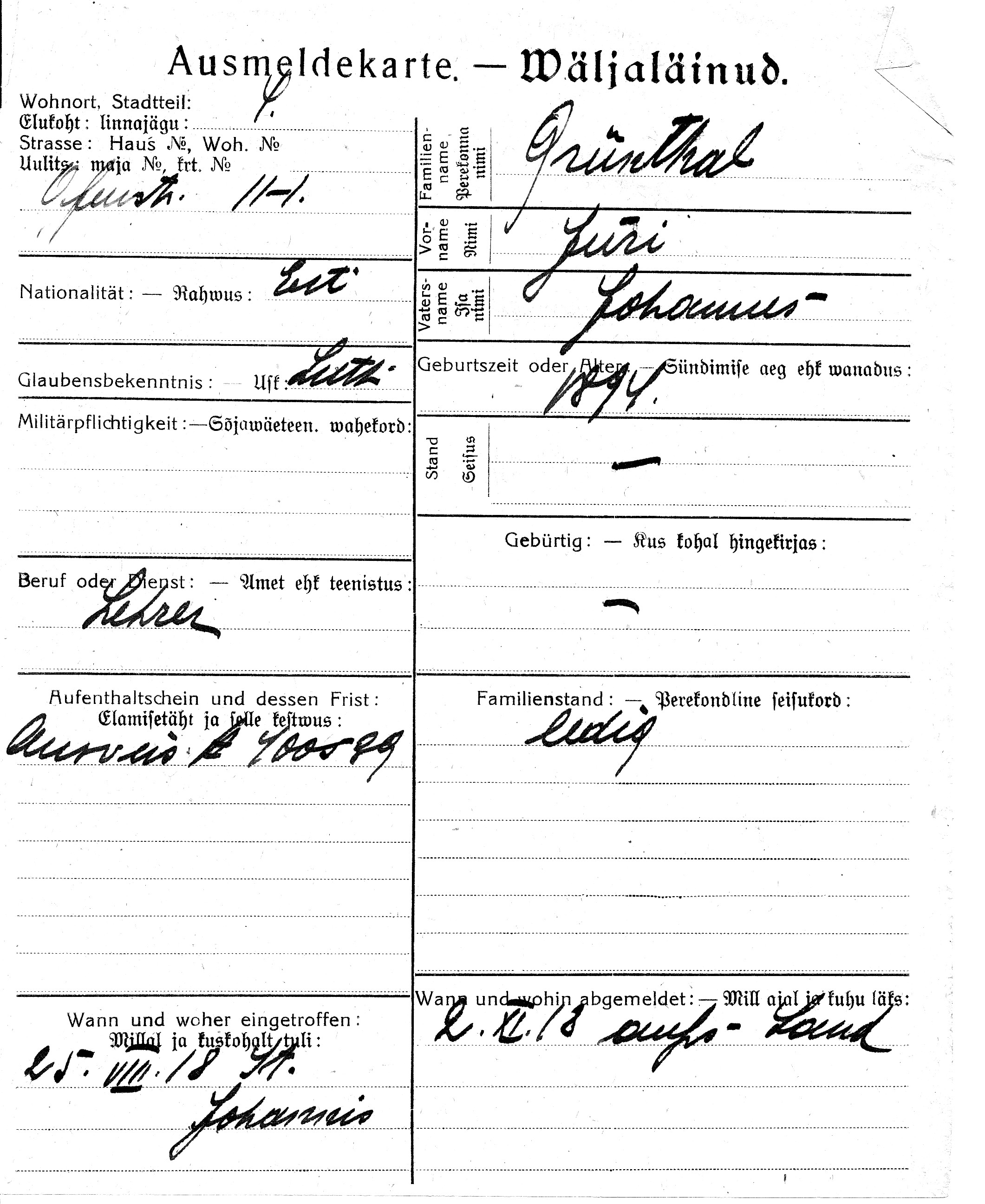 Grünthal, Jüri, Johannes