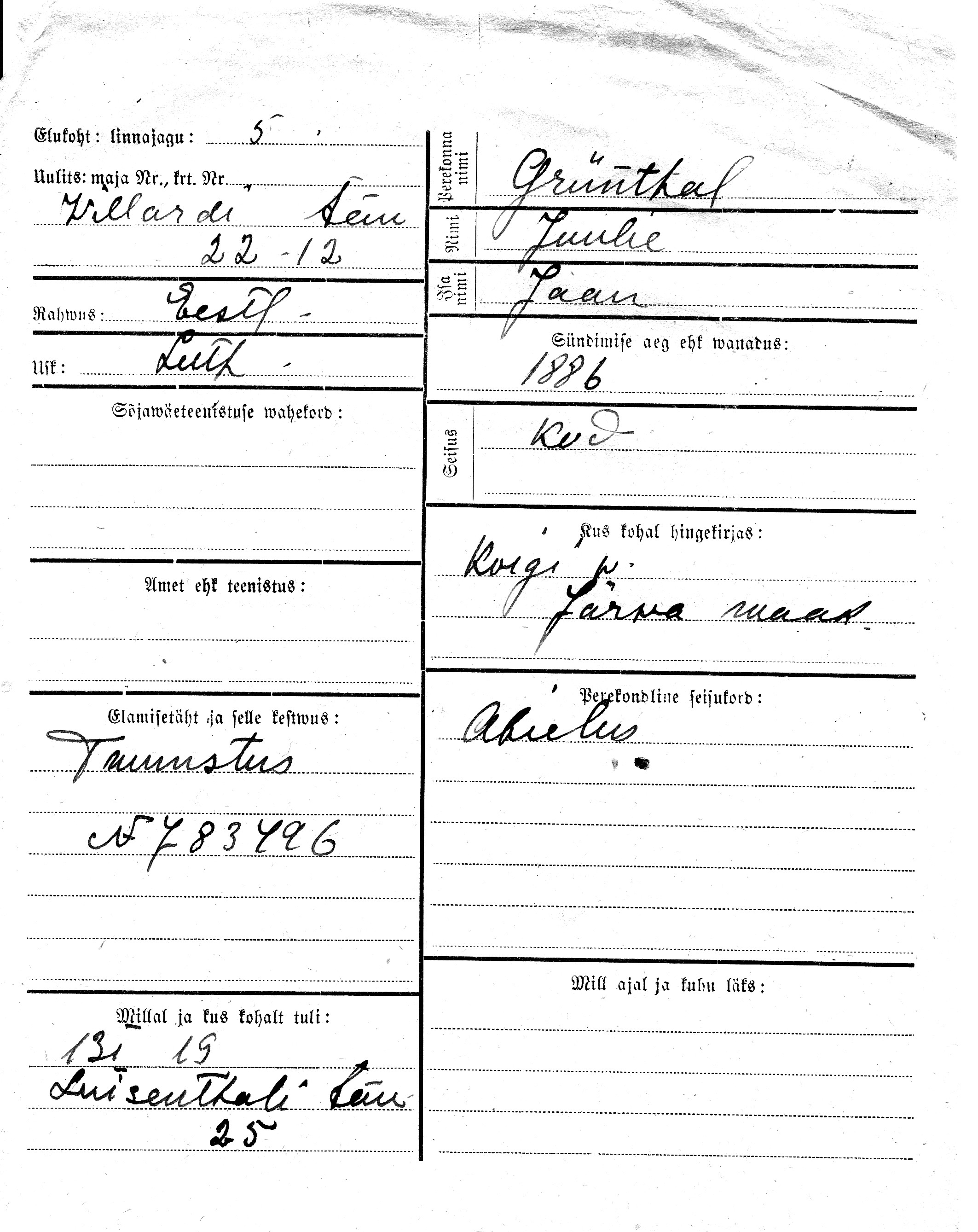 Grünthal, Juulie, Jaan