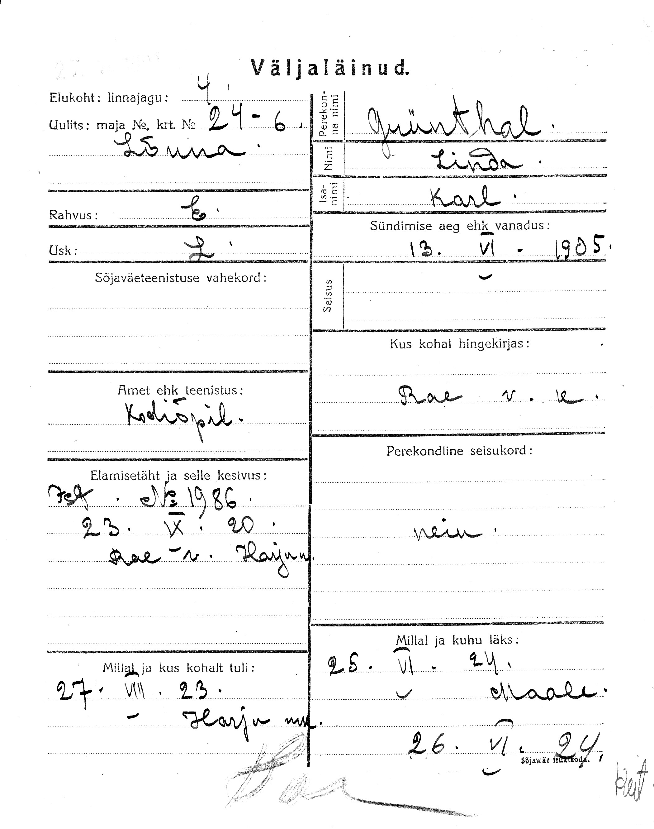 Grünthal, Linda, Karl