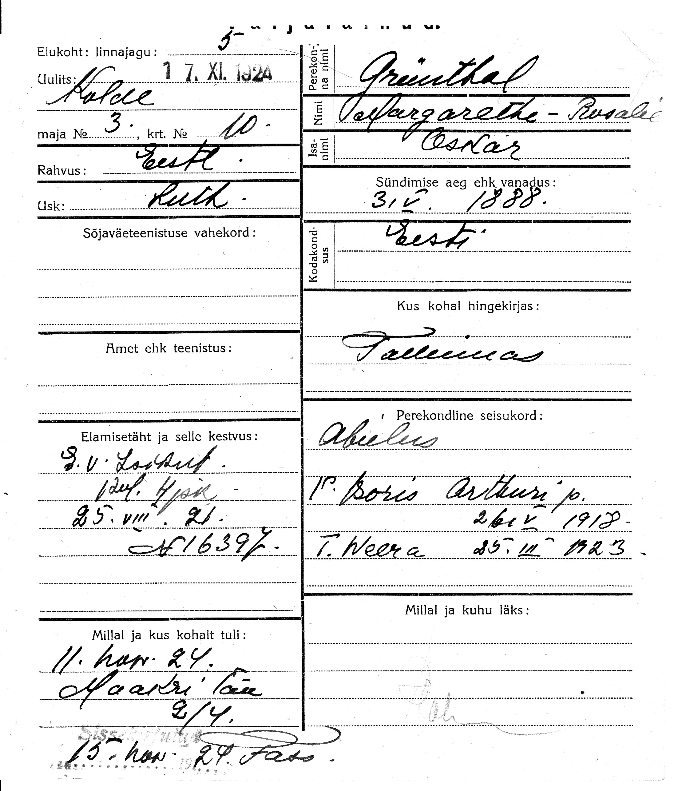 Grünthal, Margarethe-Rosalie, Oskar