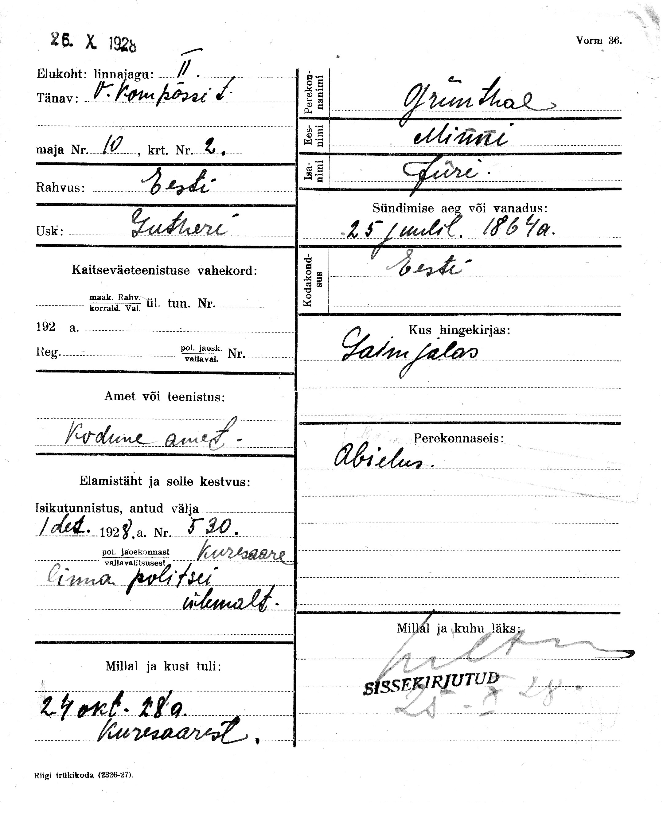 Grünthal, Minni, Jüri