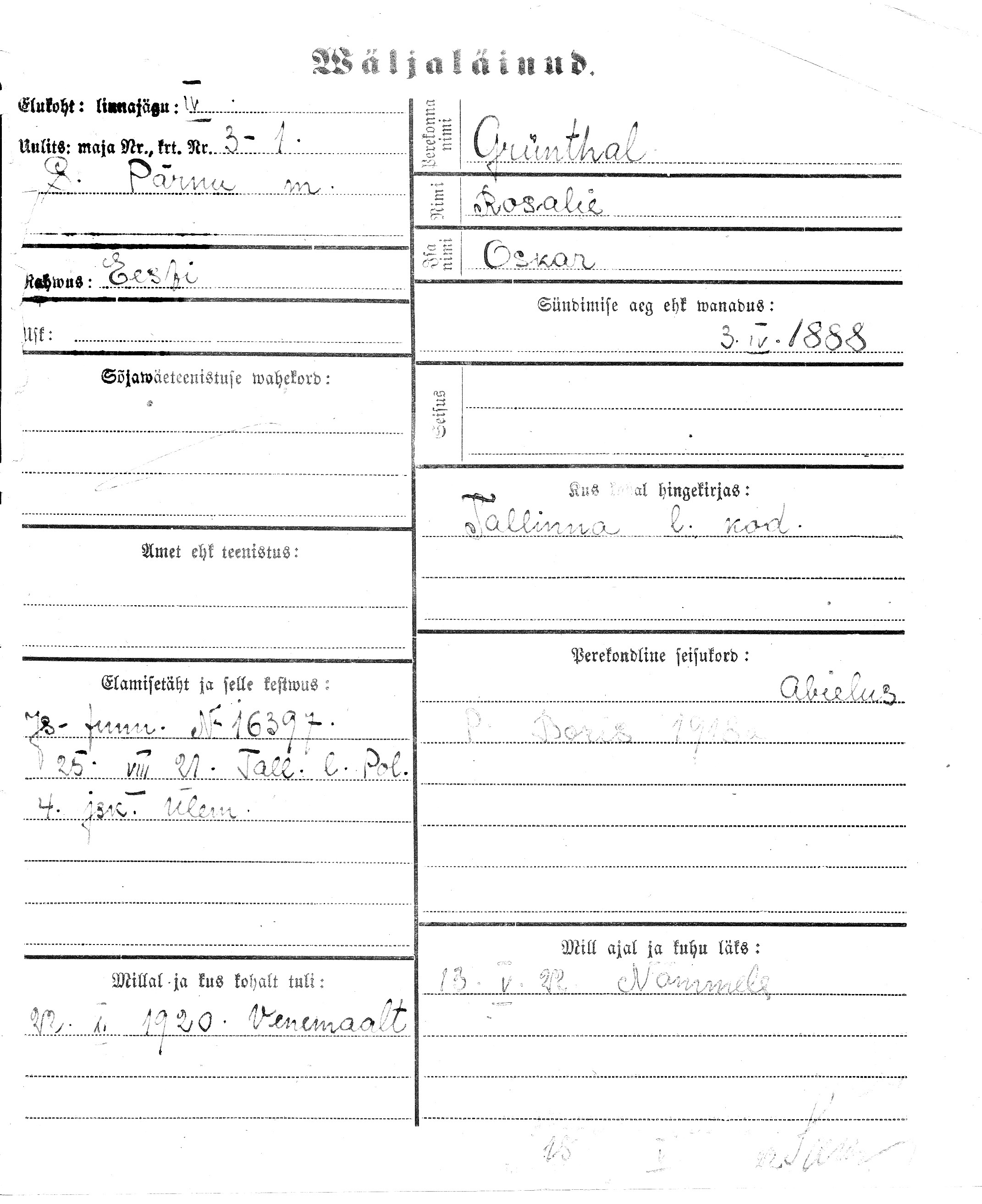 Grünthal, Rosalie, Oskar