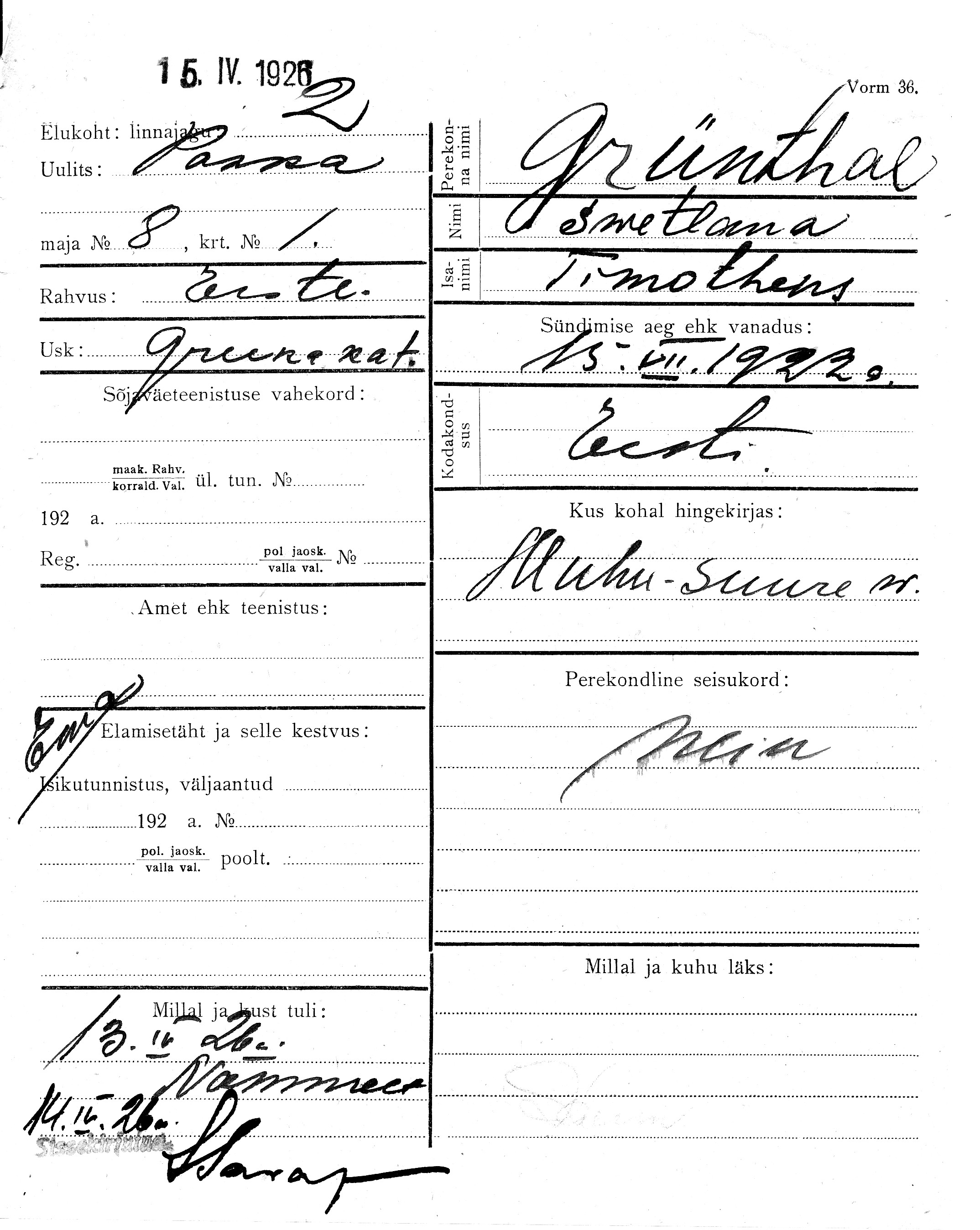 Grünthal, Swetlana, Timotheus