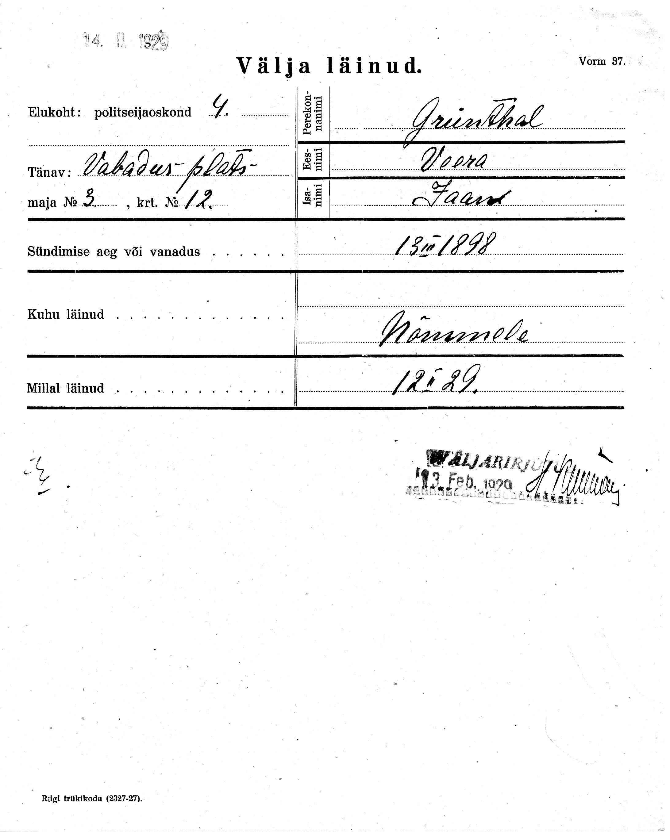 Grünthal, Veera, Jaan