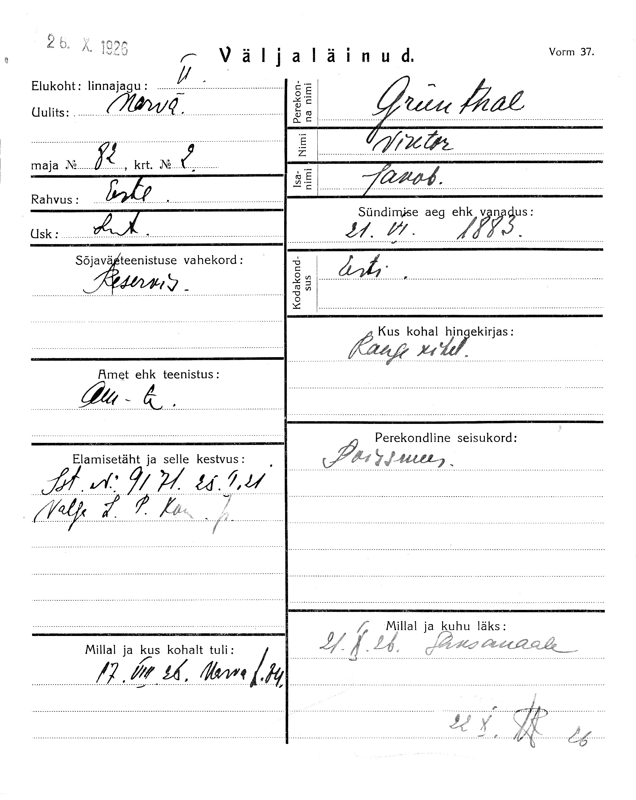 Grünthal, Viktor, Jakob