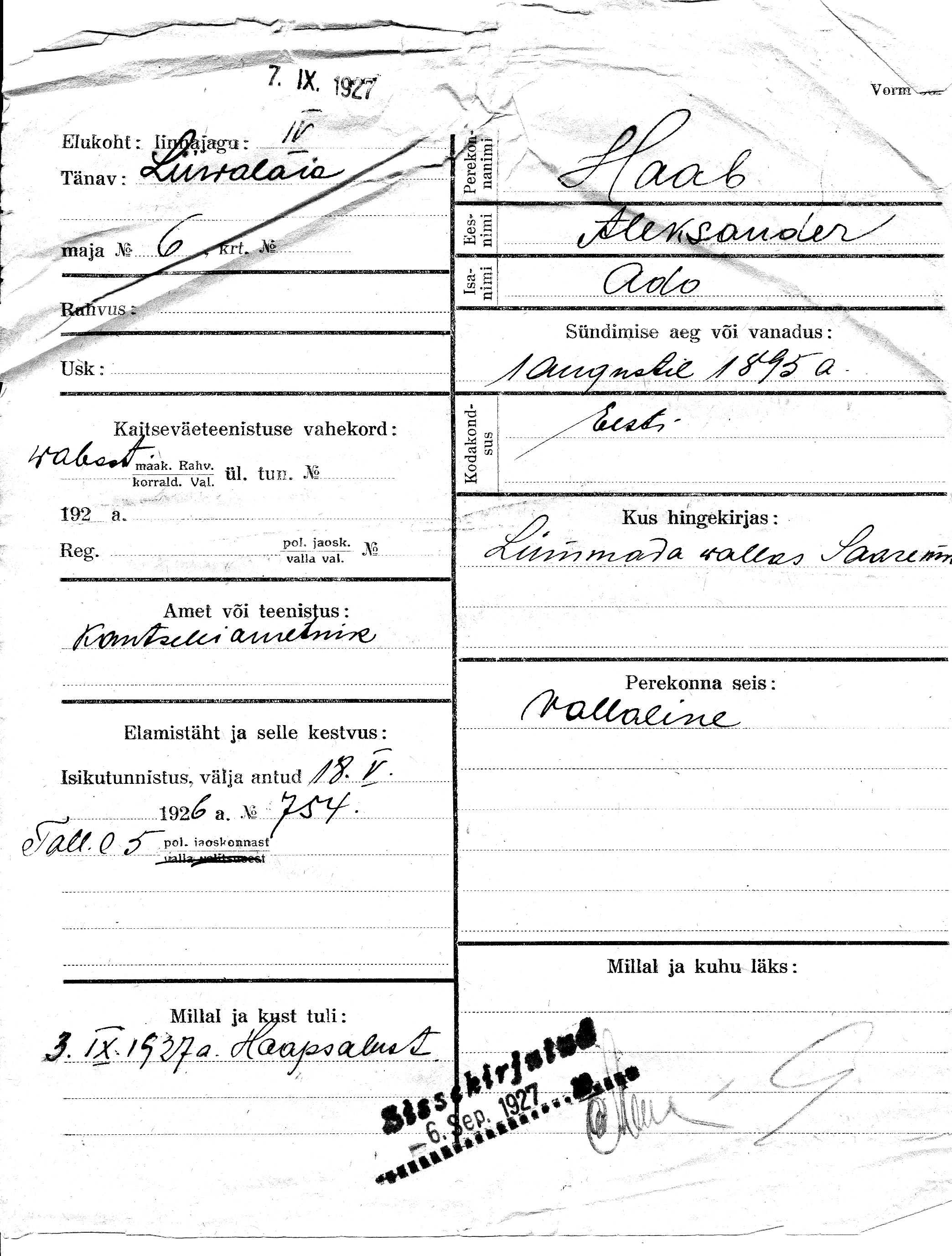 Haab, Aleksander, Ado