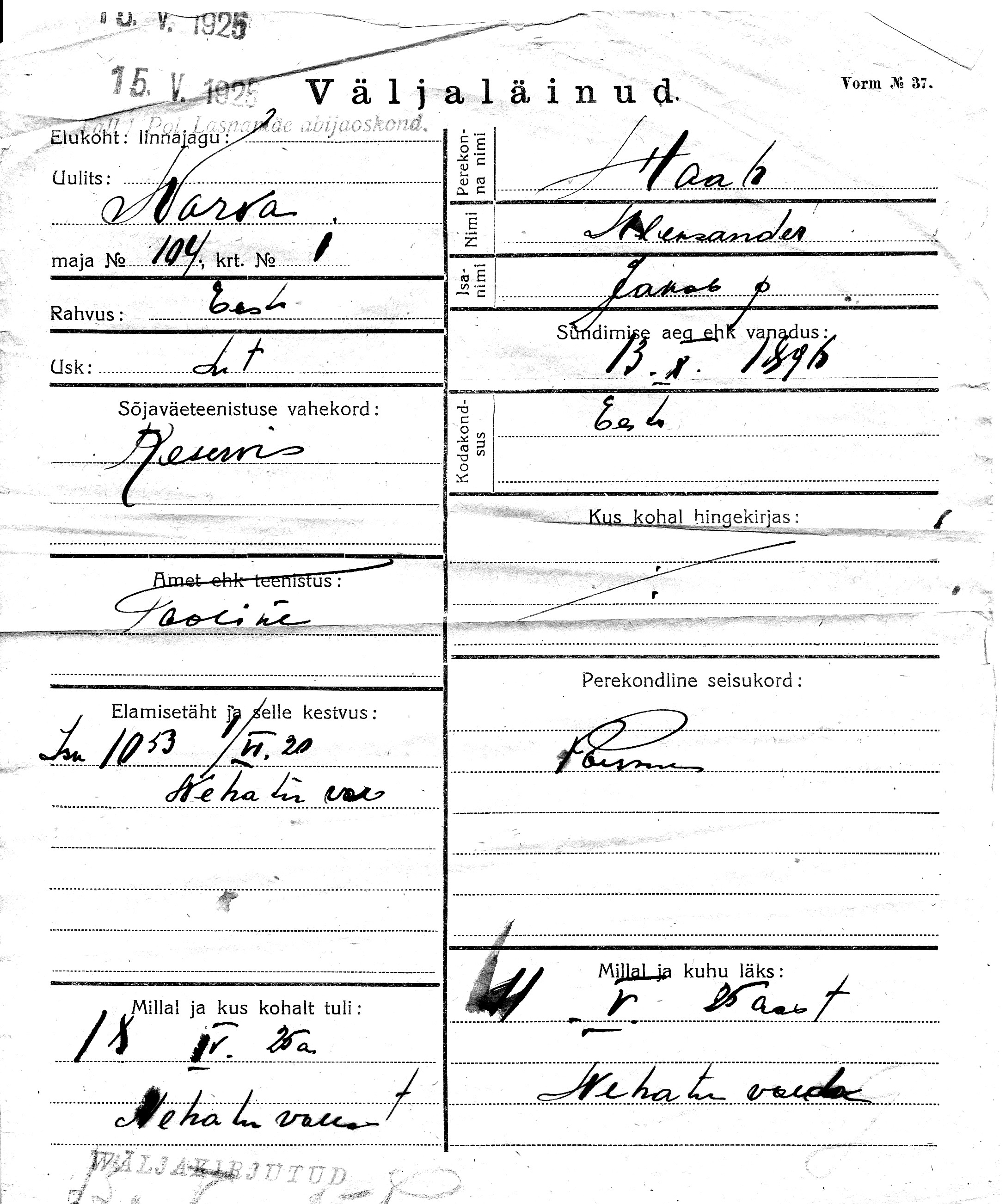 Haab, Aleksander, Jakob