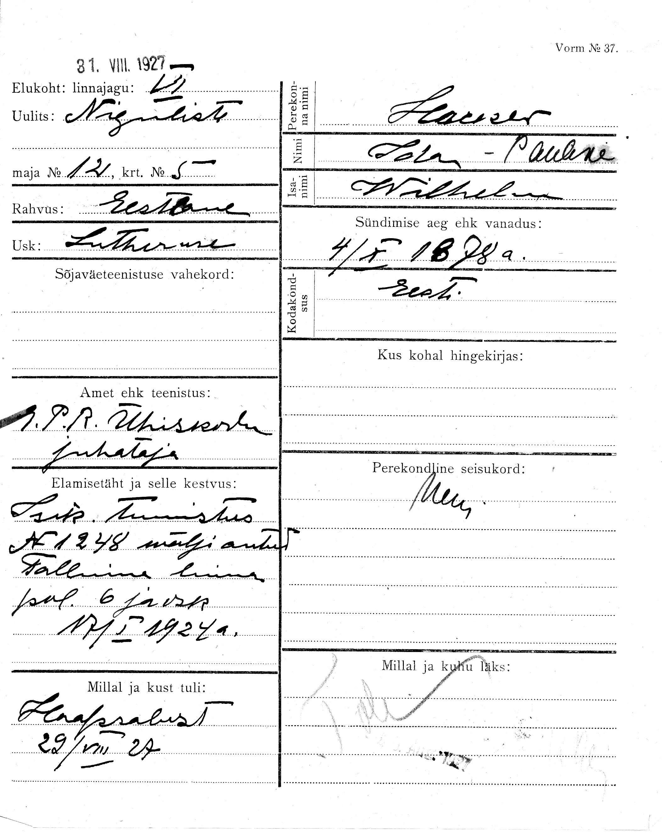 Hacker, Ida-Pauline, Wilhelm