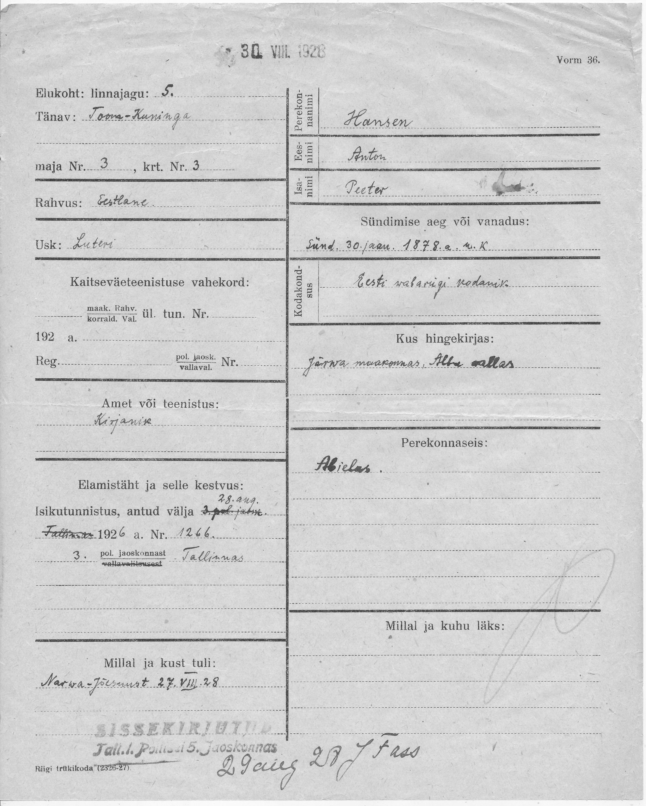 Hansen, Anton, Peeter