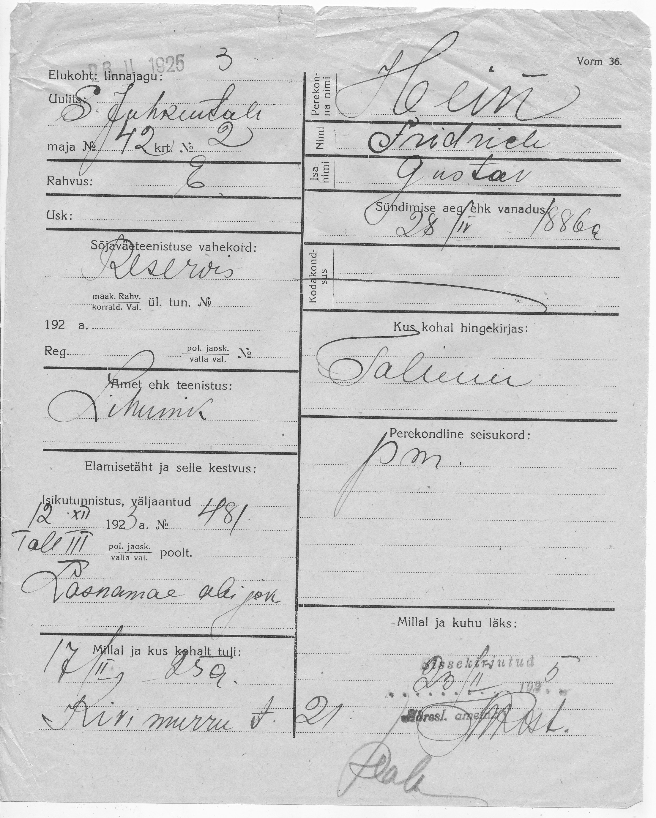 Hein, Fridrich, Gustav