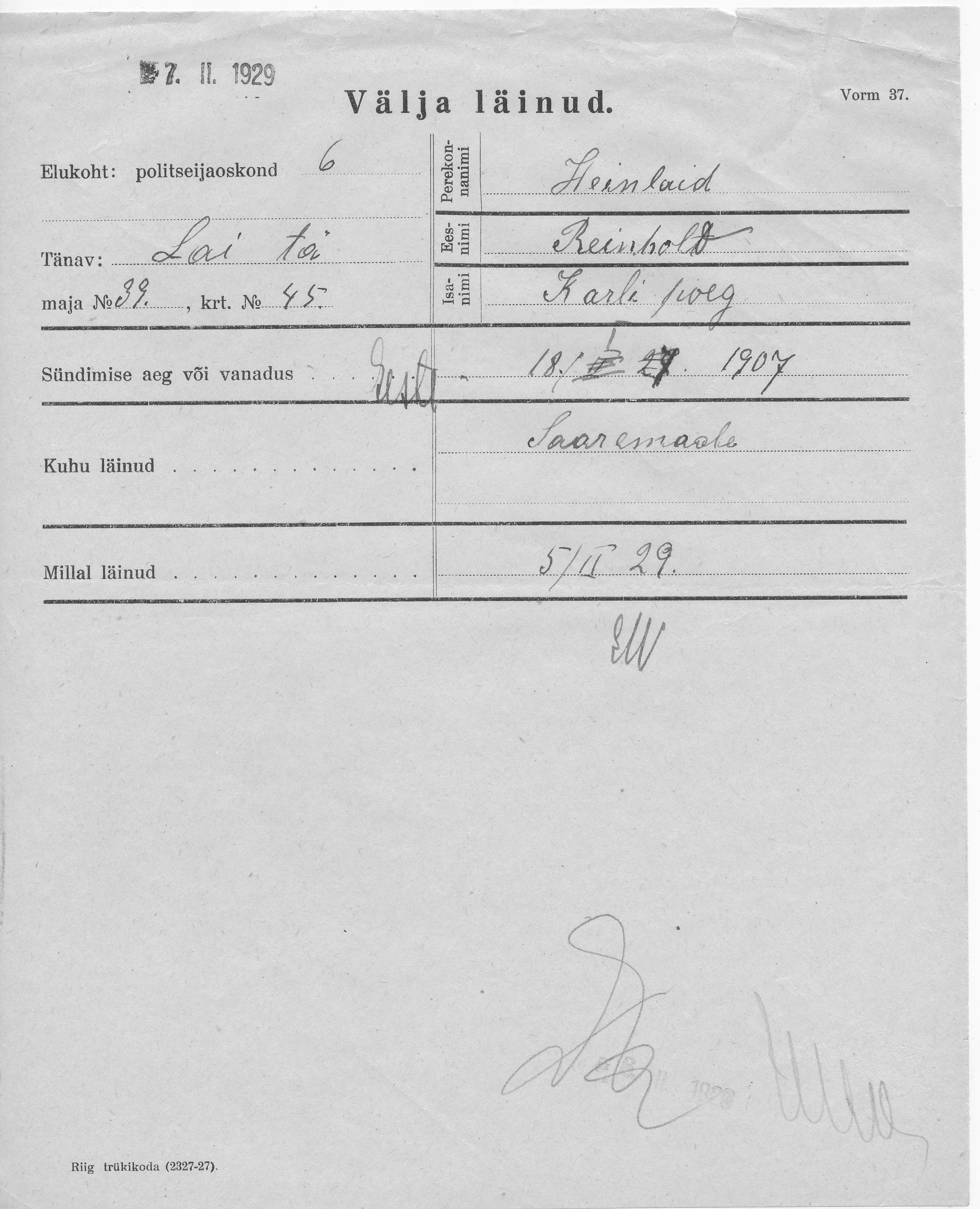 Heinlaid, Reinhold, Karl