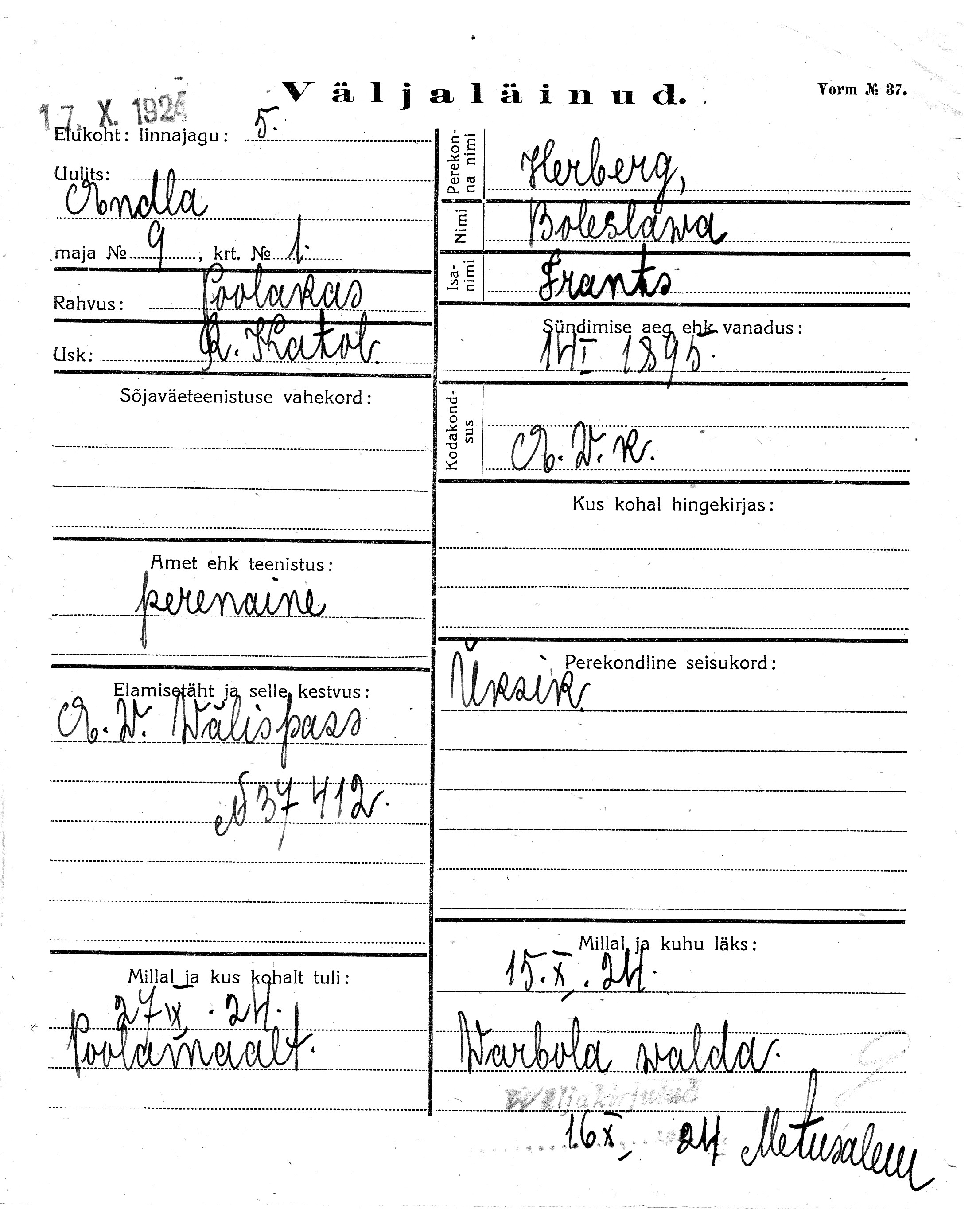 Herberg, Boleslawa, Frants