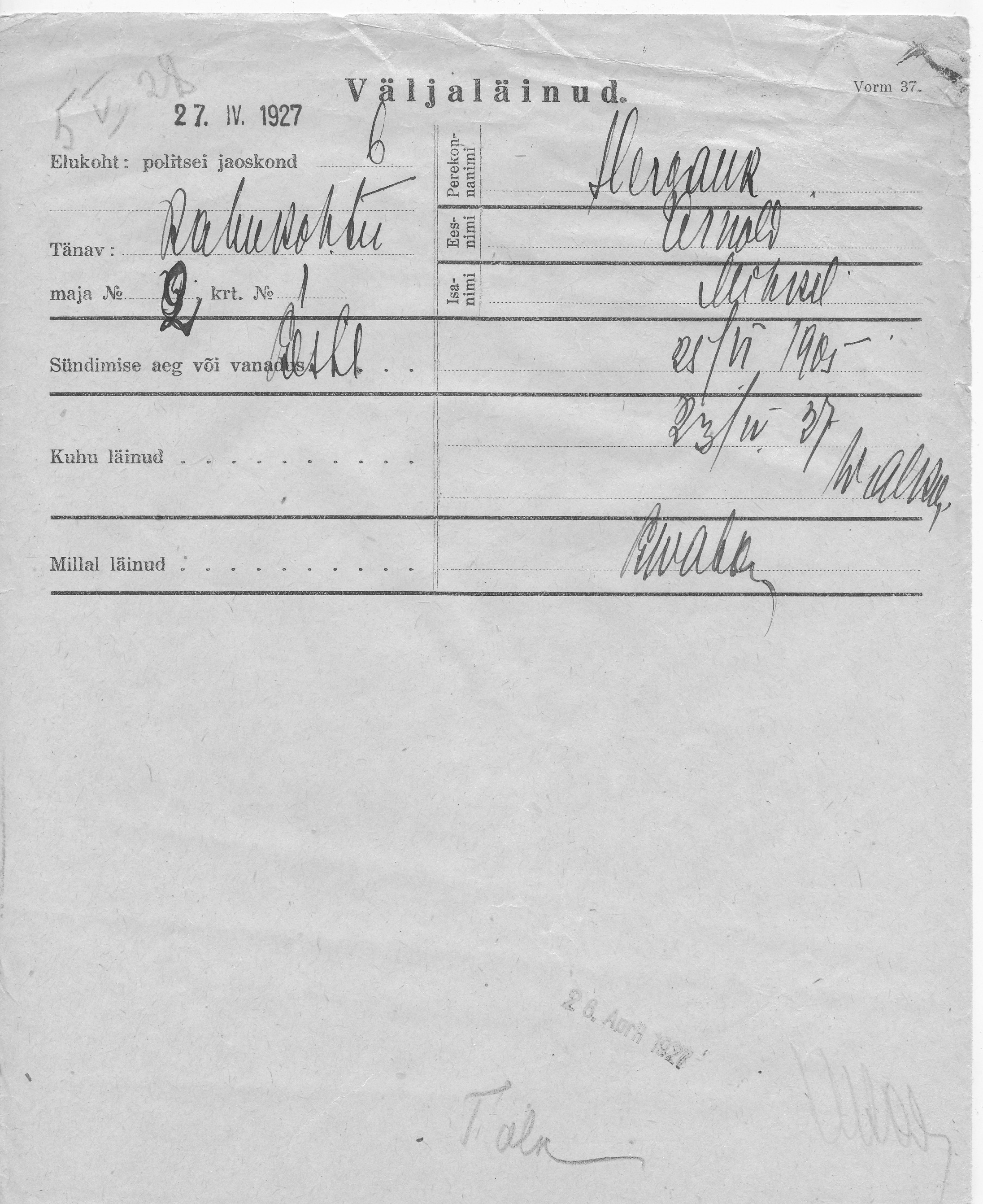 Hergauk, Arnold, Mihkel