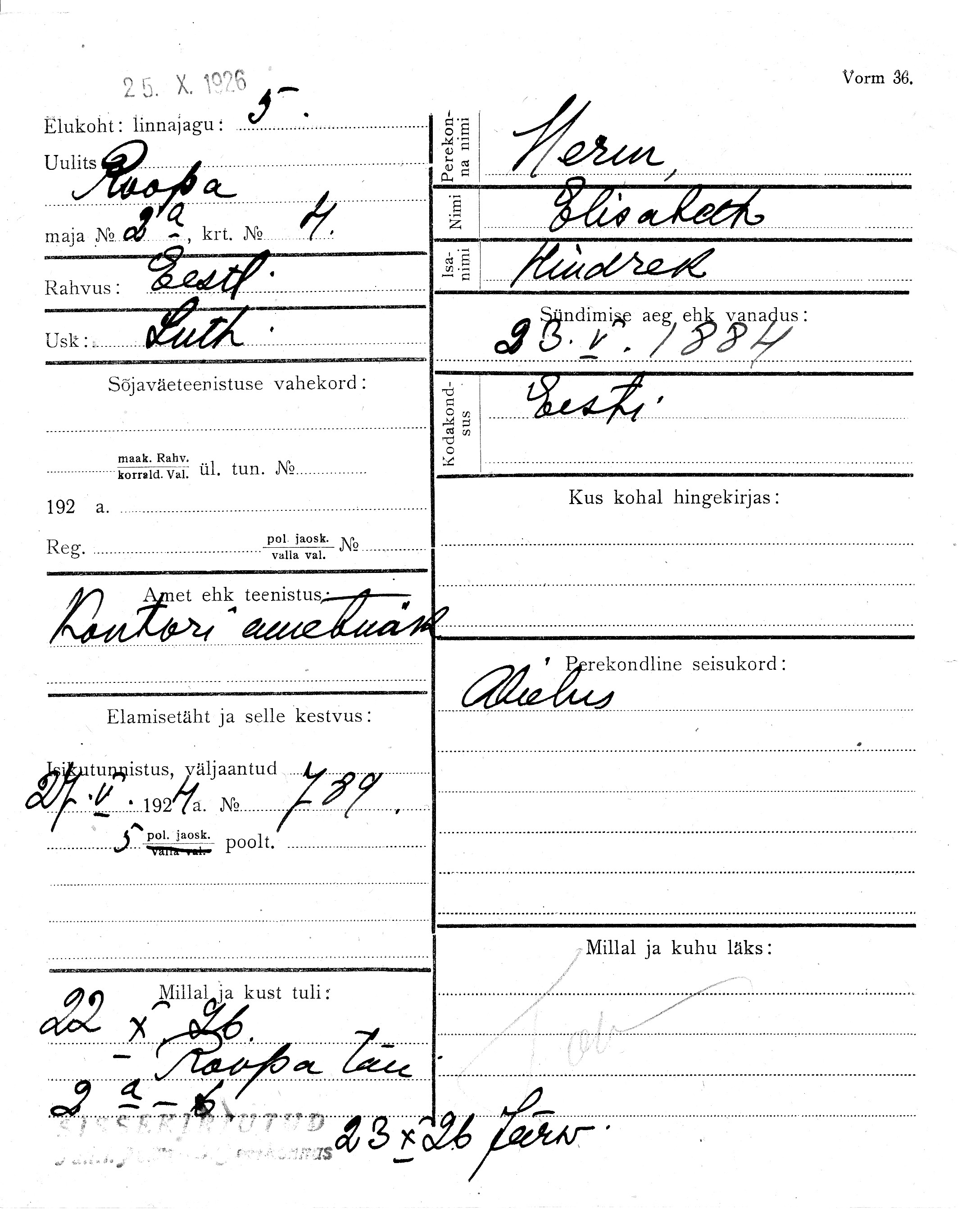 Herm, Elisabeth, Hindrek