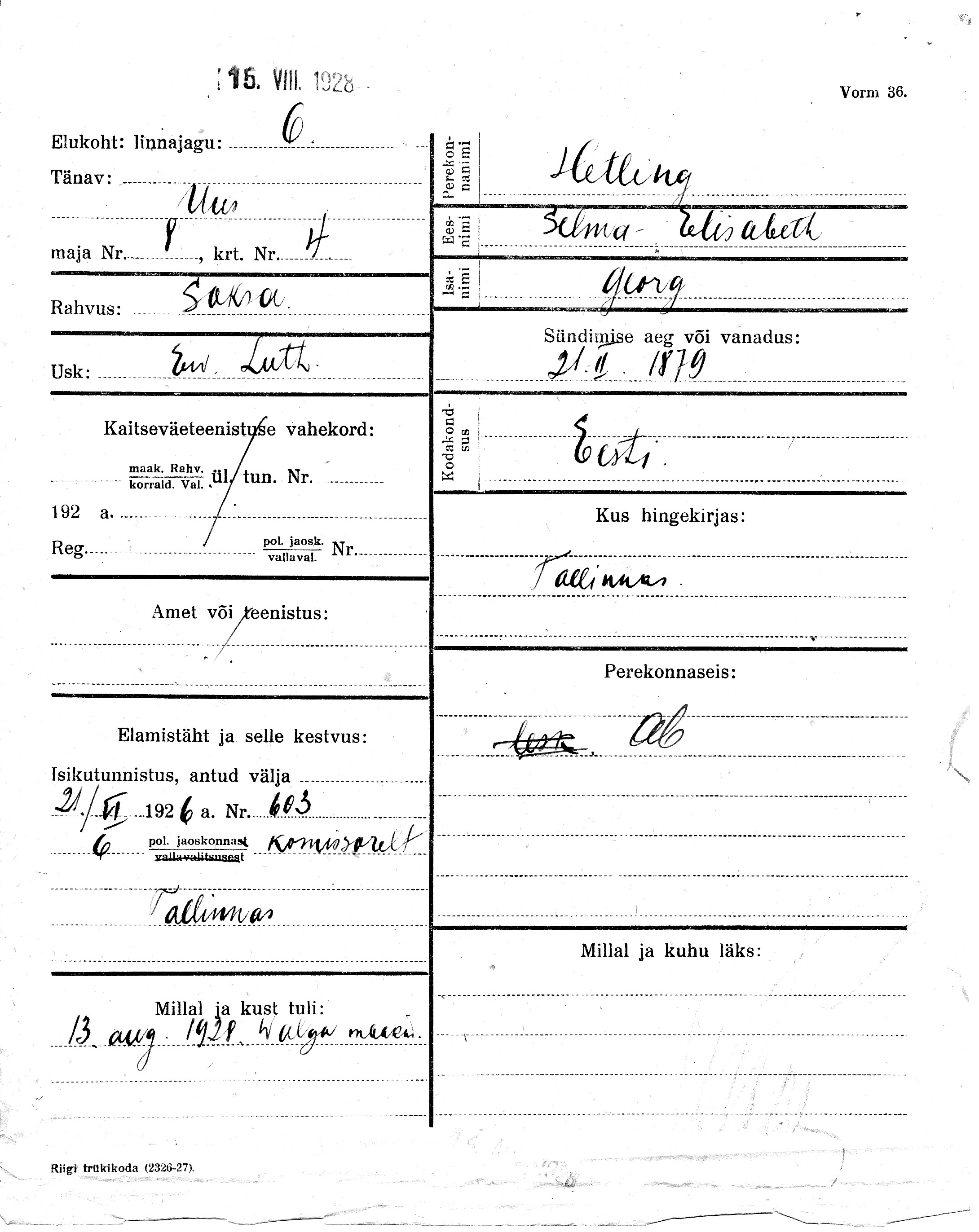 Hetling, Selma-Elisabeth, Georg