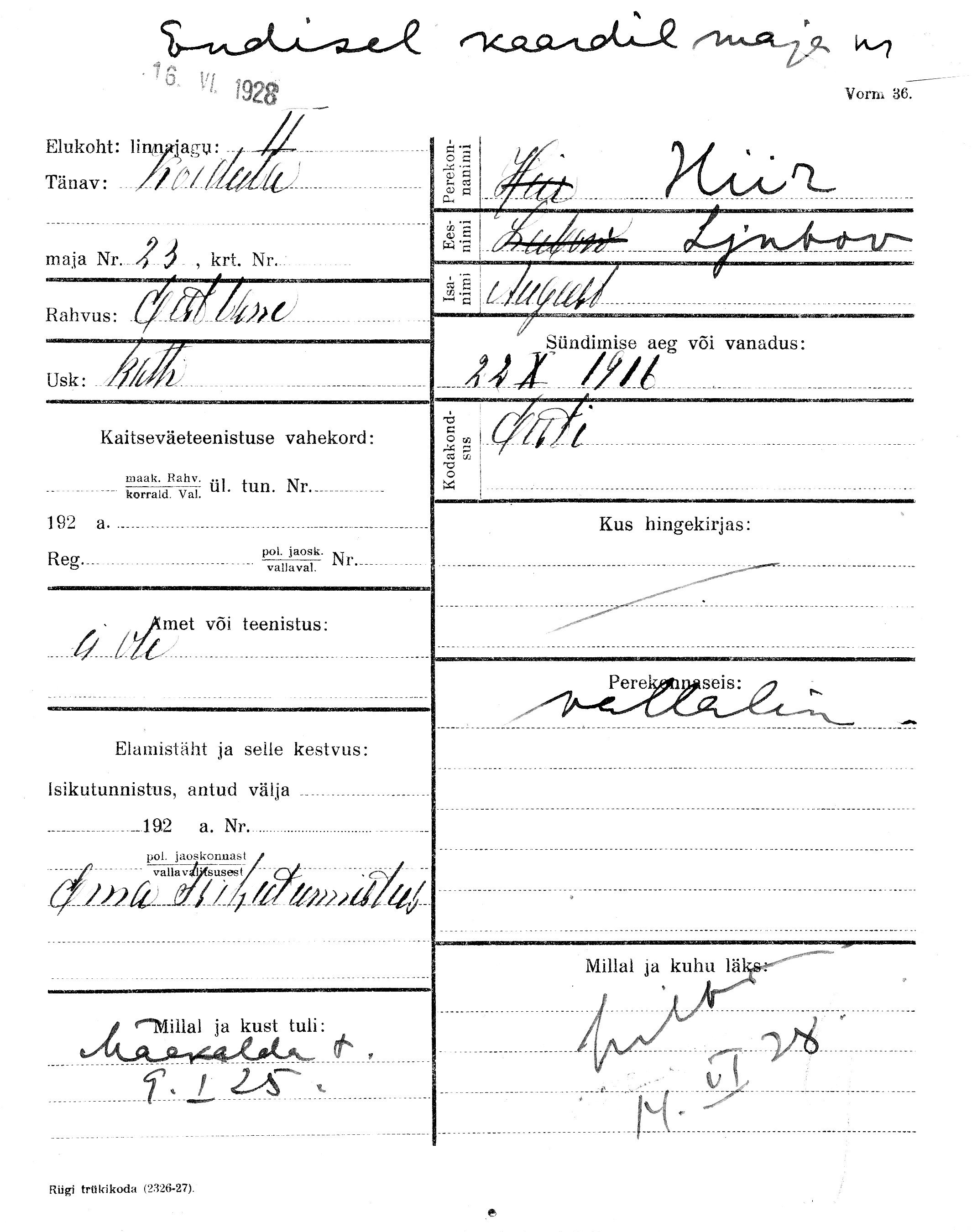 Hiir, Ljubov, August