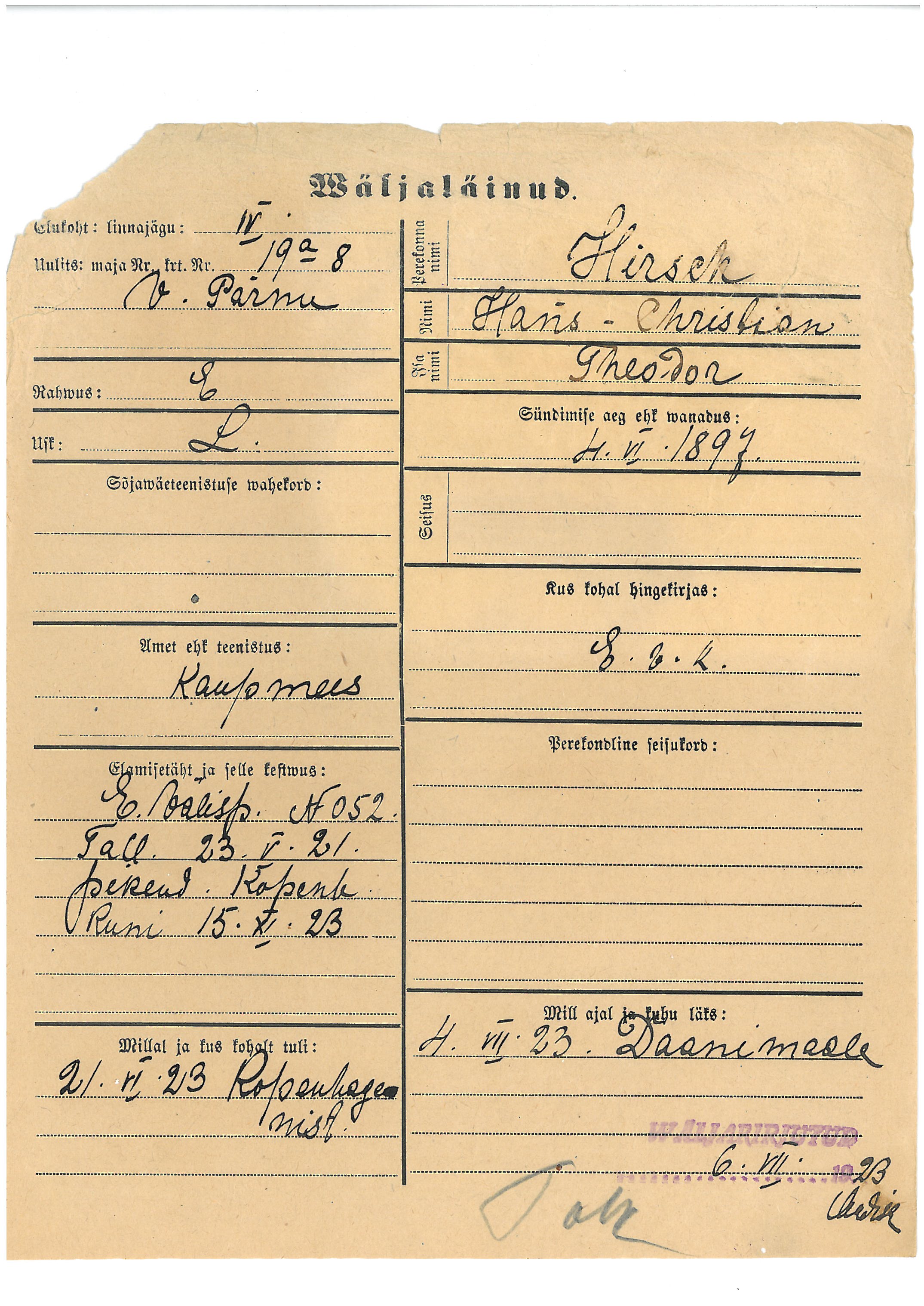 Hirsch, Hans-Christian, Theodor