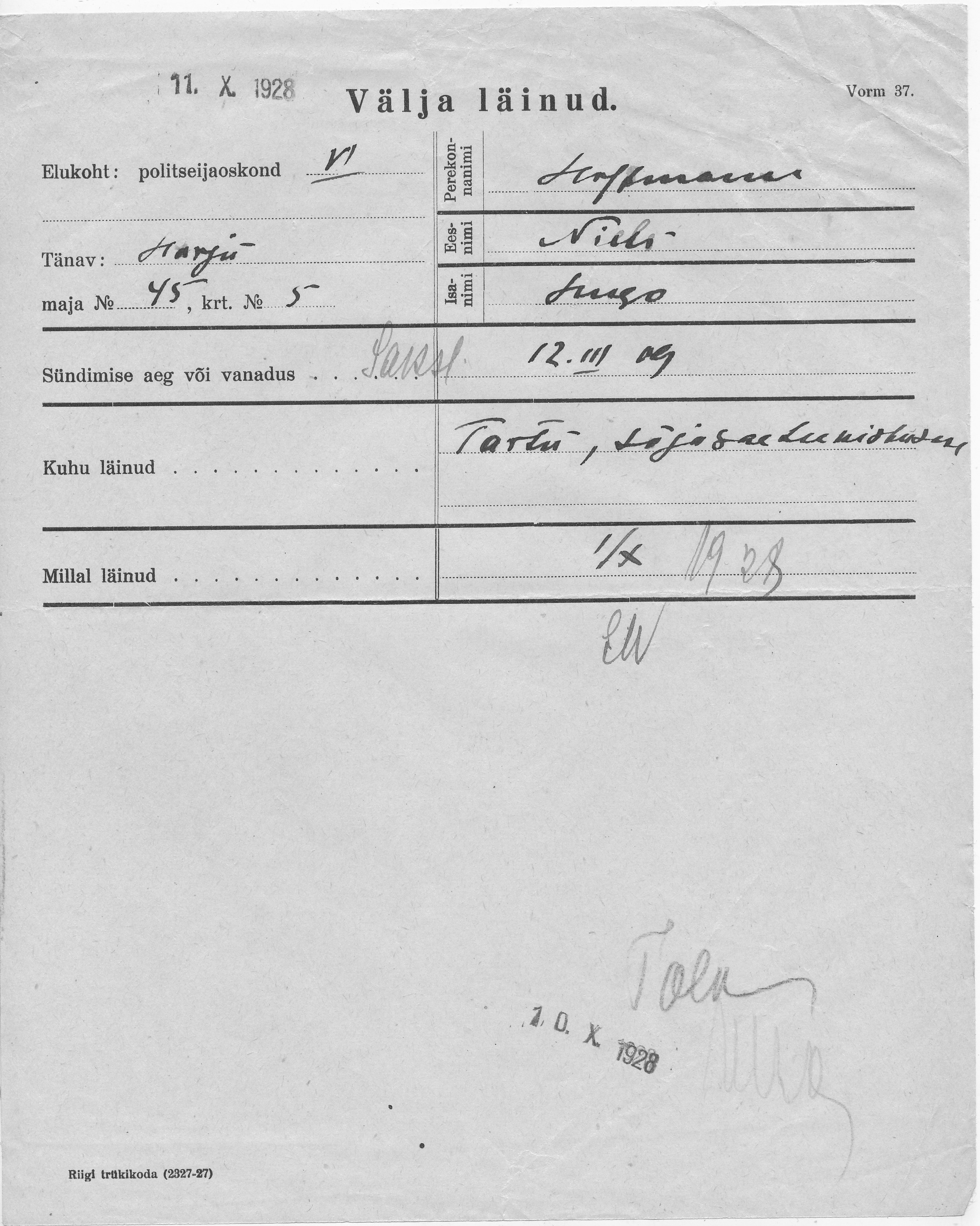 Hoffmann, Niels, Hugo