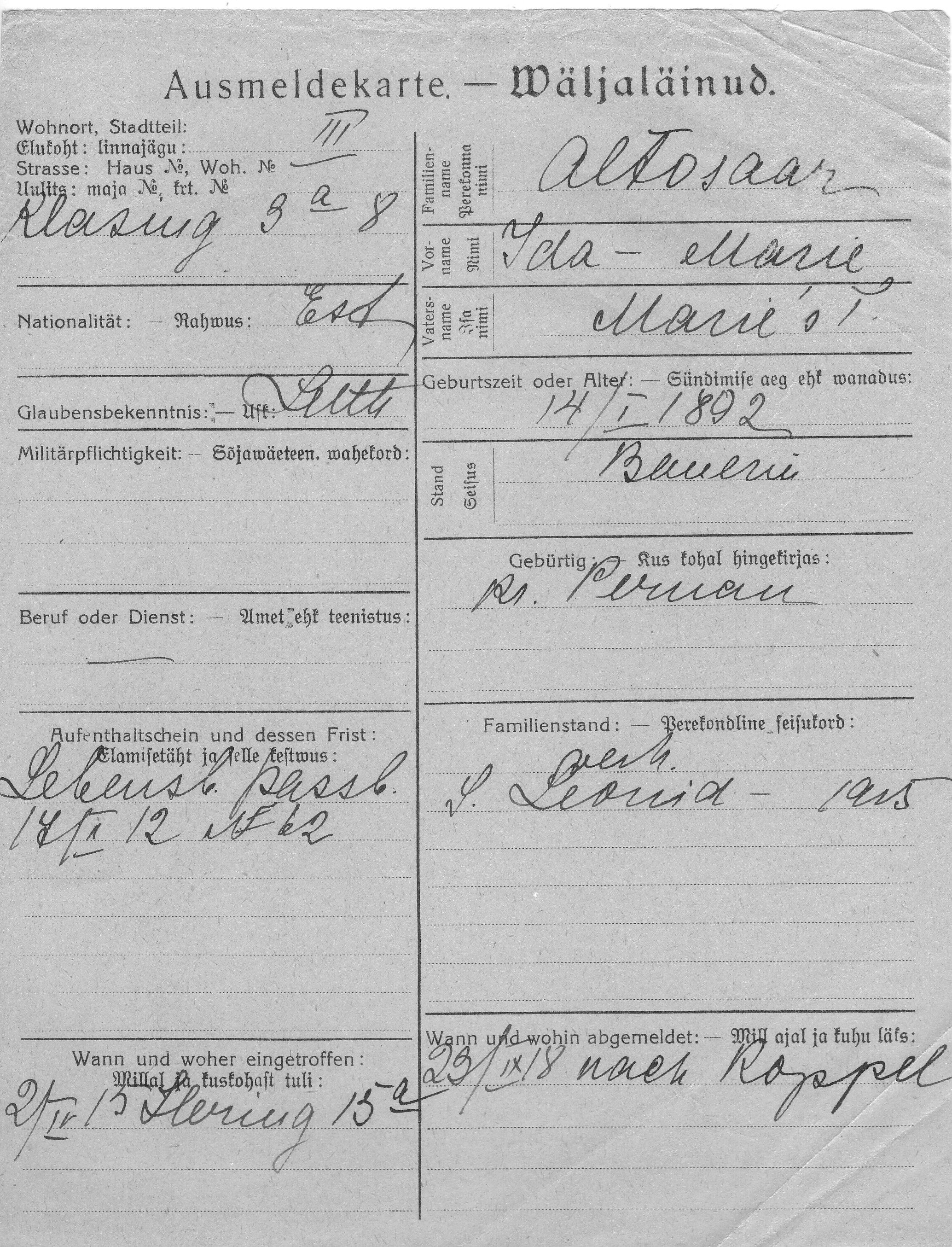 Altosaar, Ida-Marie, Marie