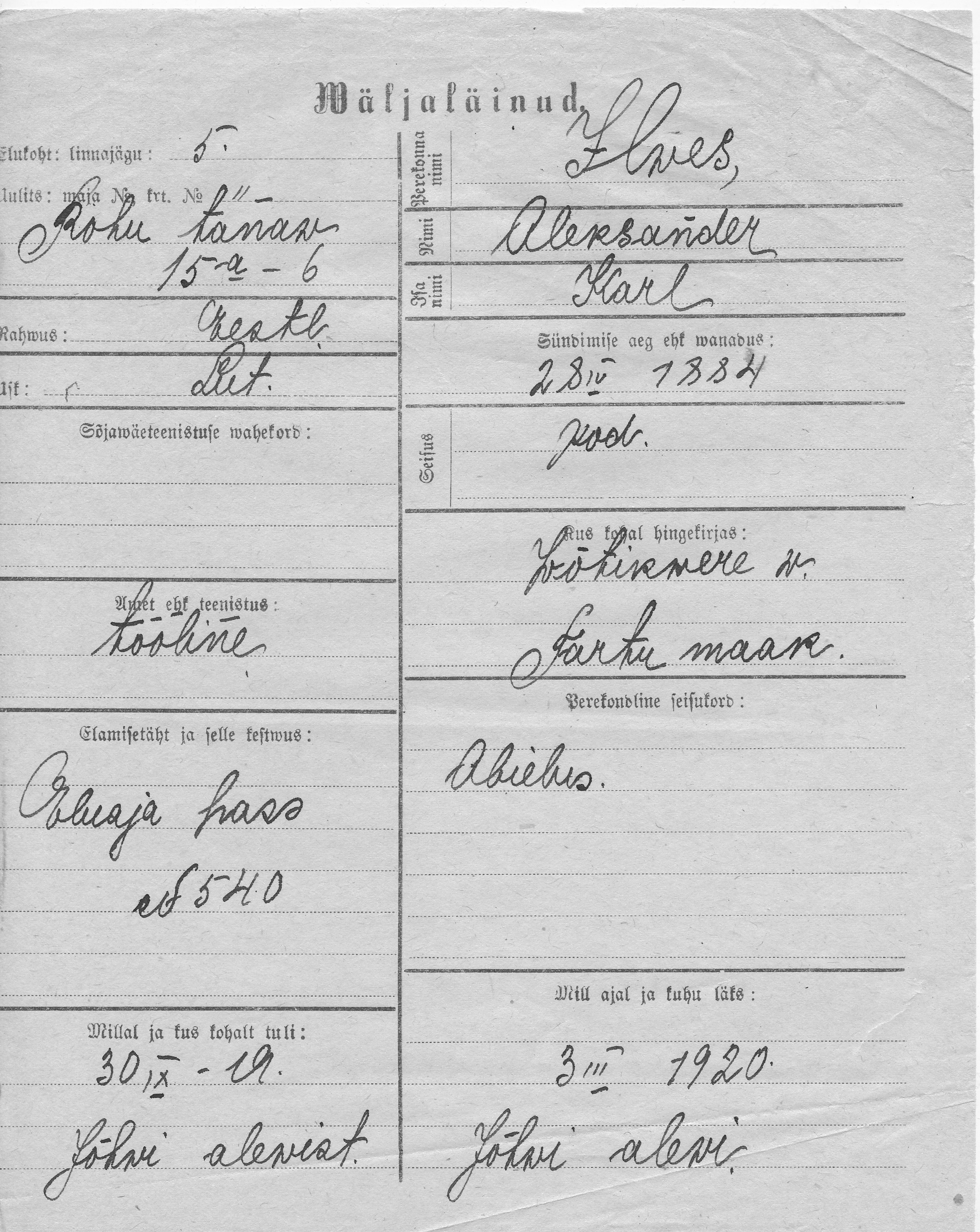 Ilves, Aleksander, Karl