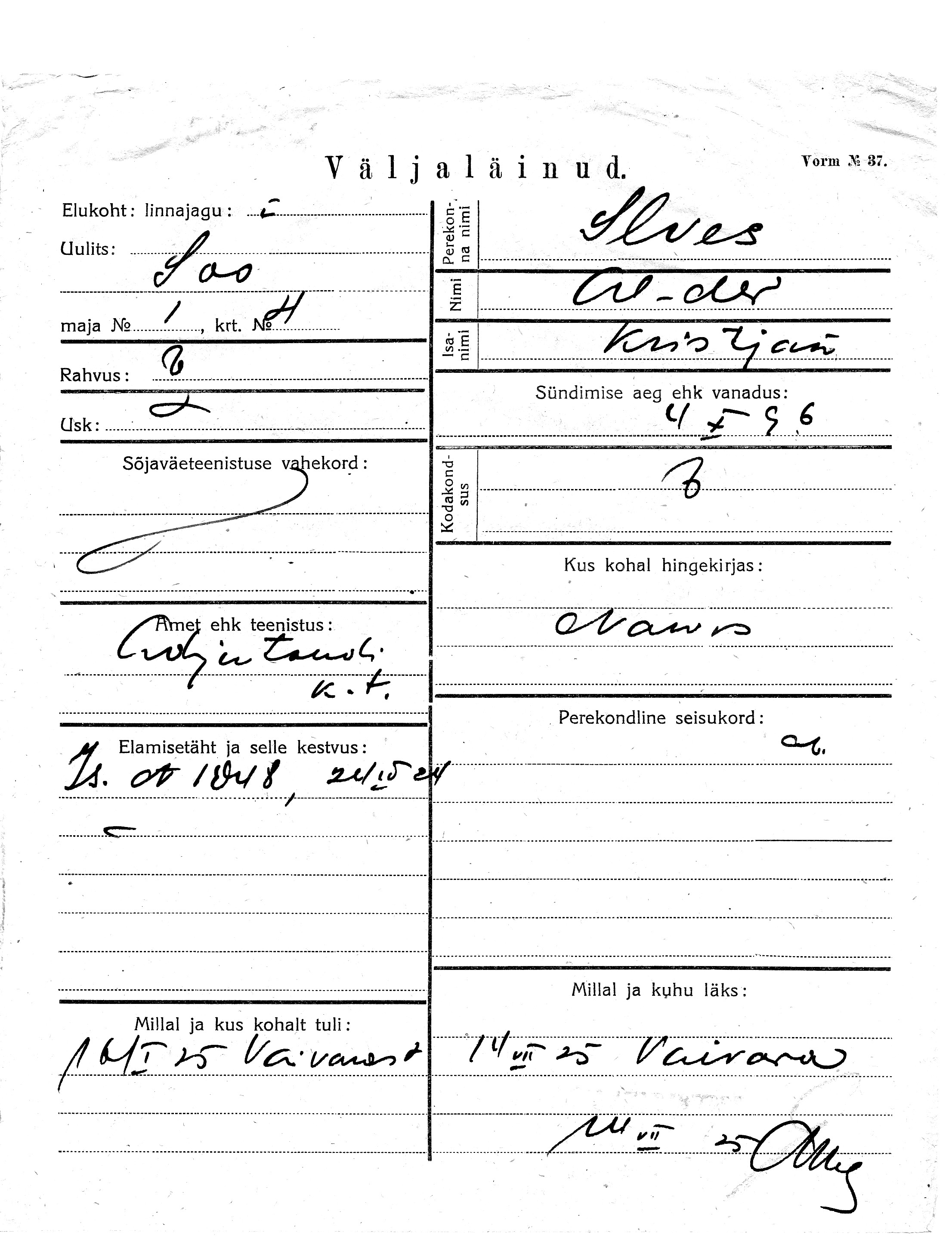 Ilves, Aleksander, Kristjan