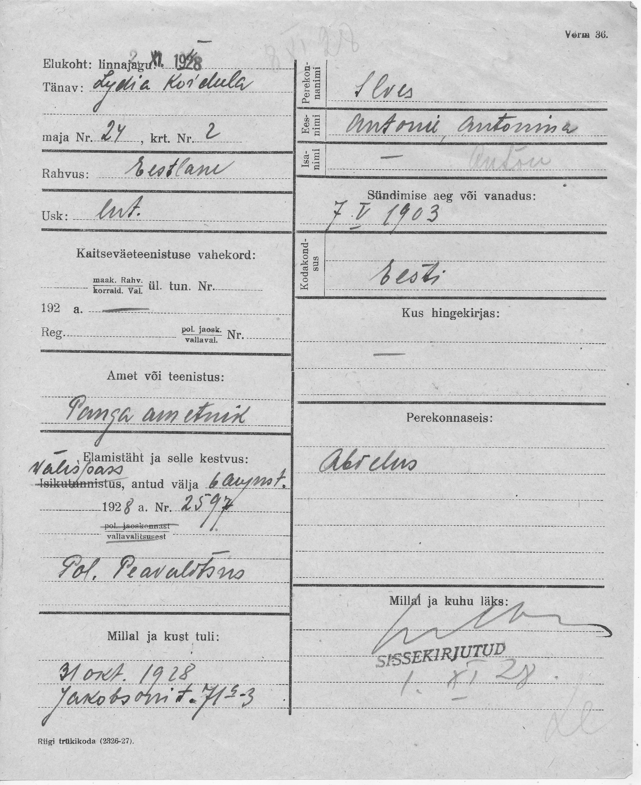 Ilves, Antonie Antonina, Anton