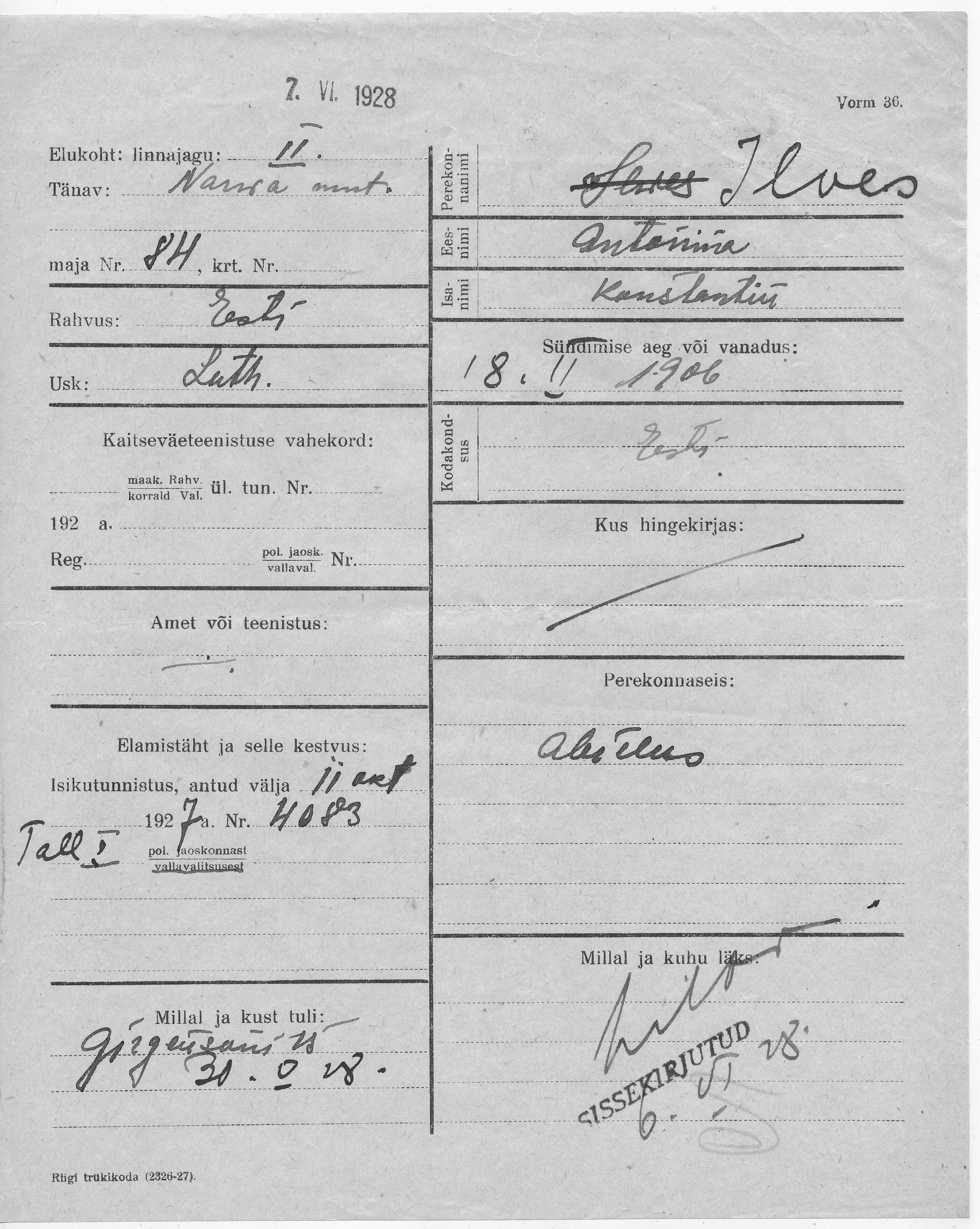 Ilves, Antonina, Konstantin