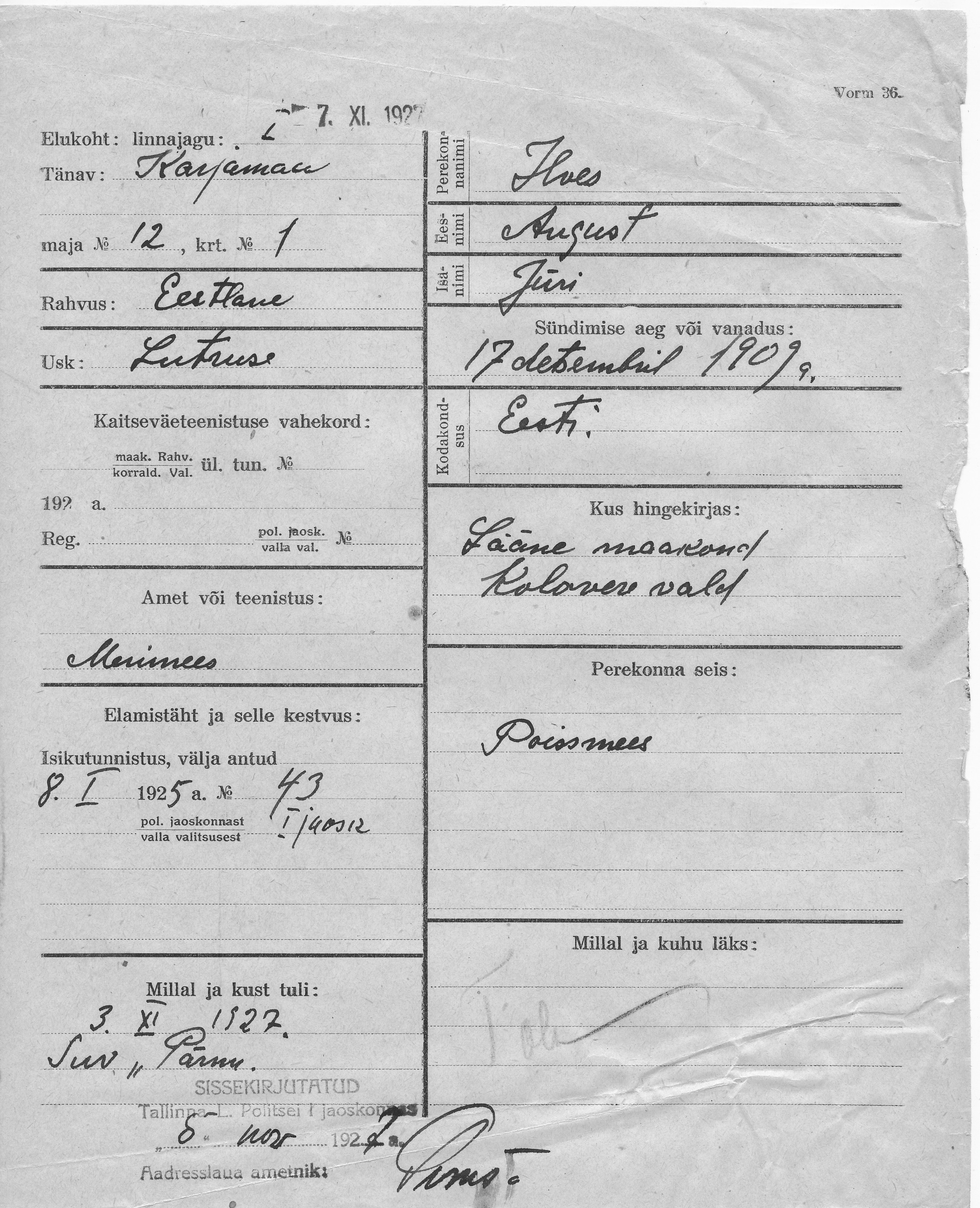 Ilves, August, Jüri