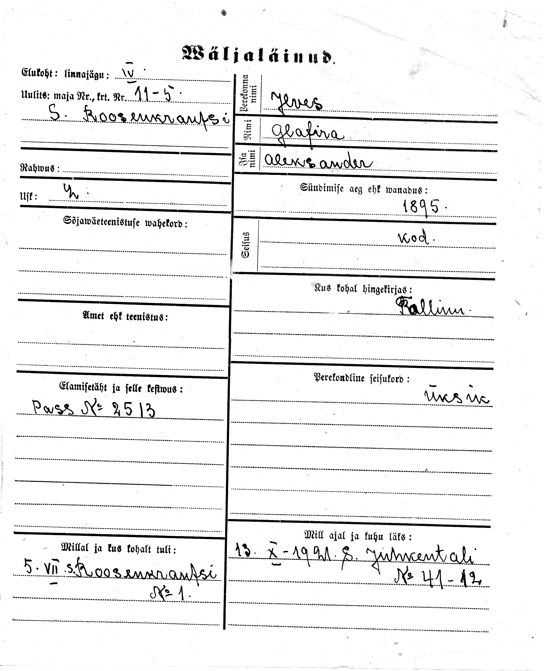 Ilves, Glafira, Aleksander