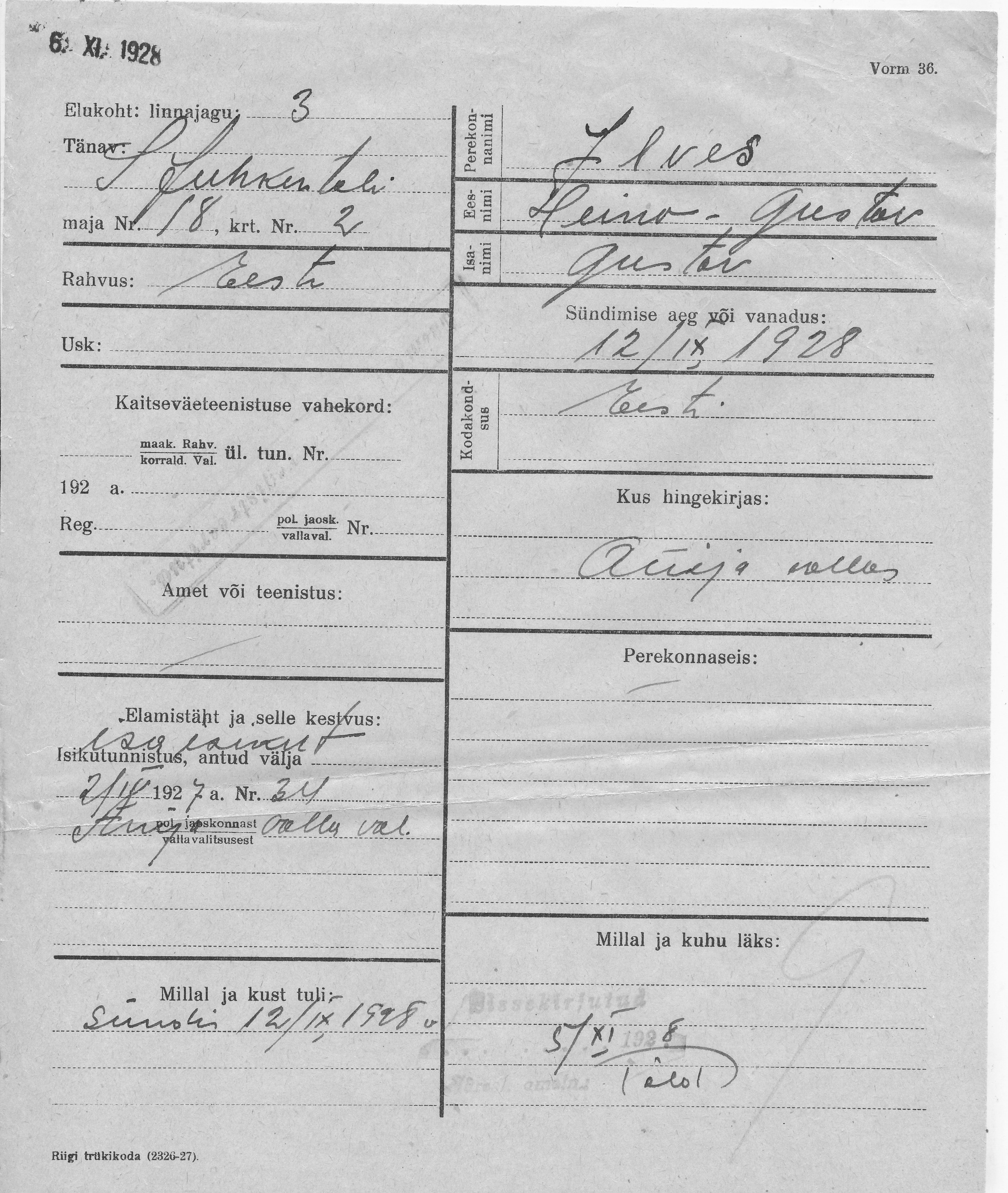 Ilves, Heino-Gustav, Gustav