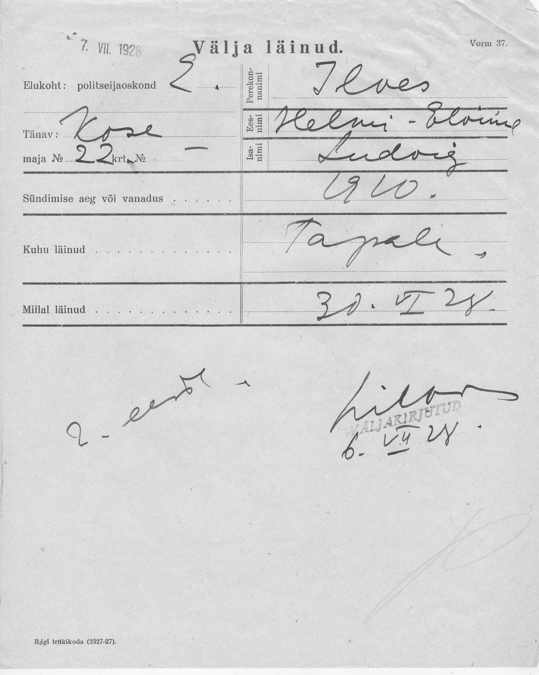 Ilves, Helmi-Elvine, Ludvig