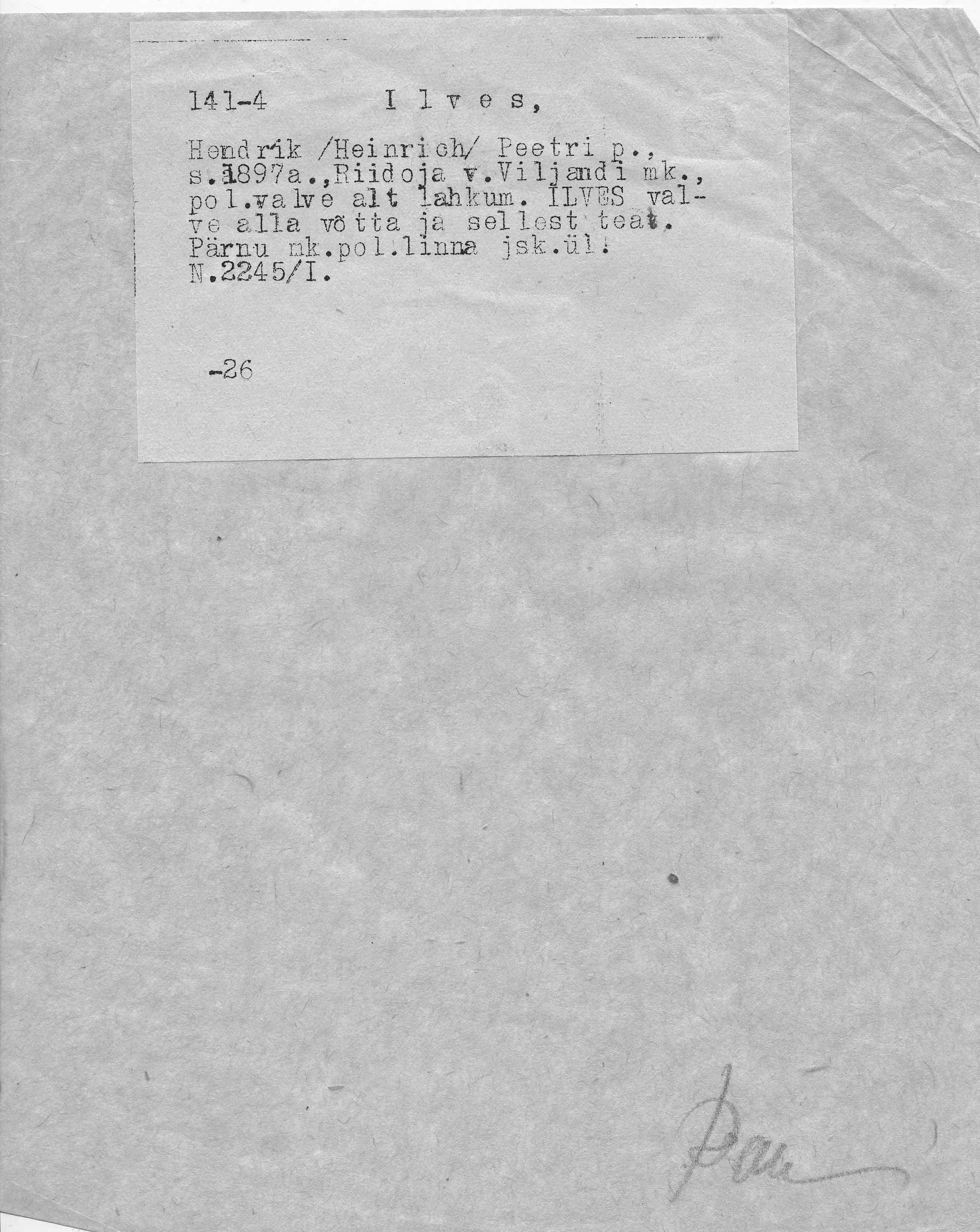 Ilves, Hendrik(Heinrich), Peeter