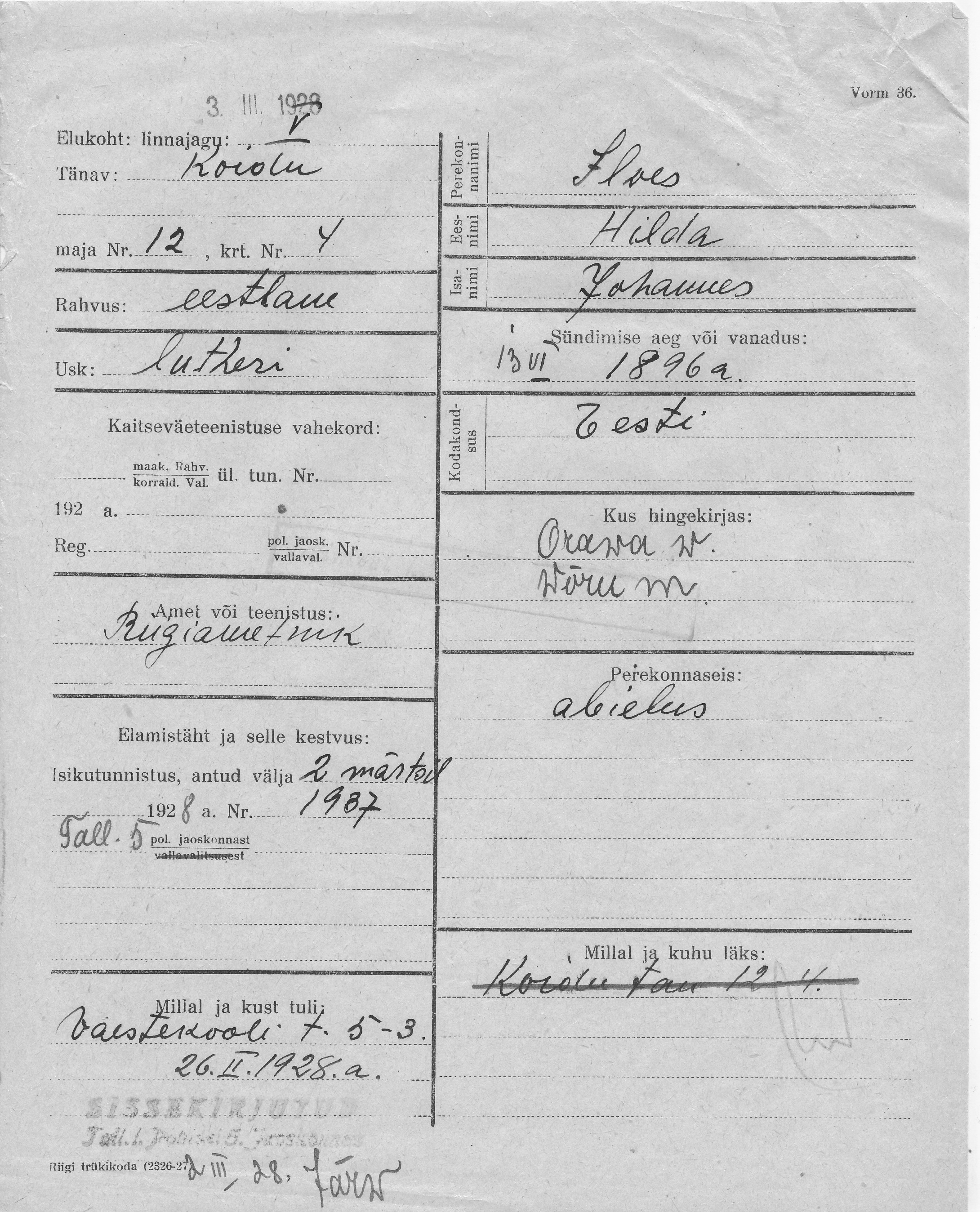 Ilves, Hilda, Johannes