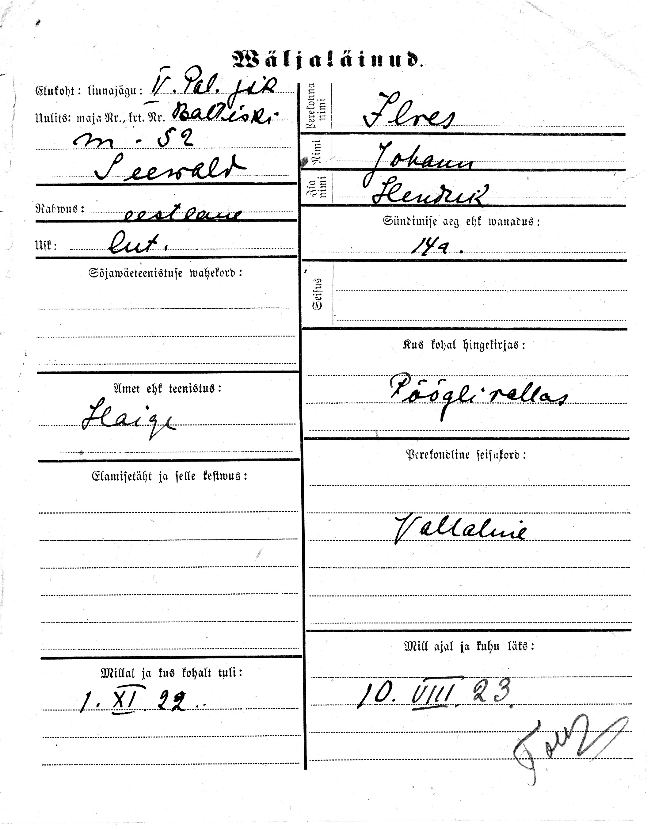 Ilves, Johann, Hendrik