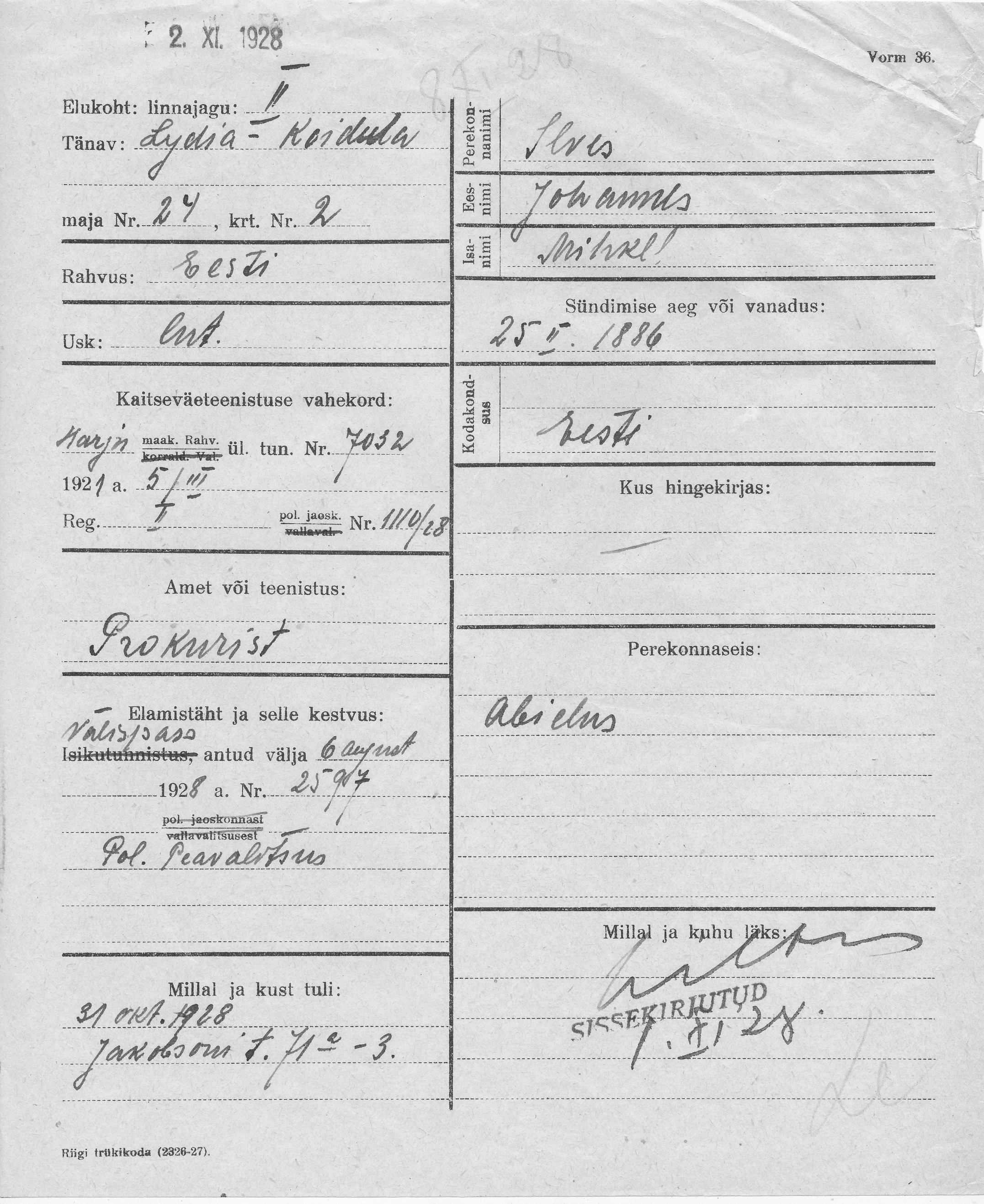 Ilves, Johannes, Mihkel