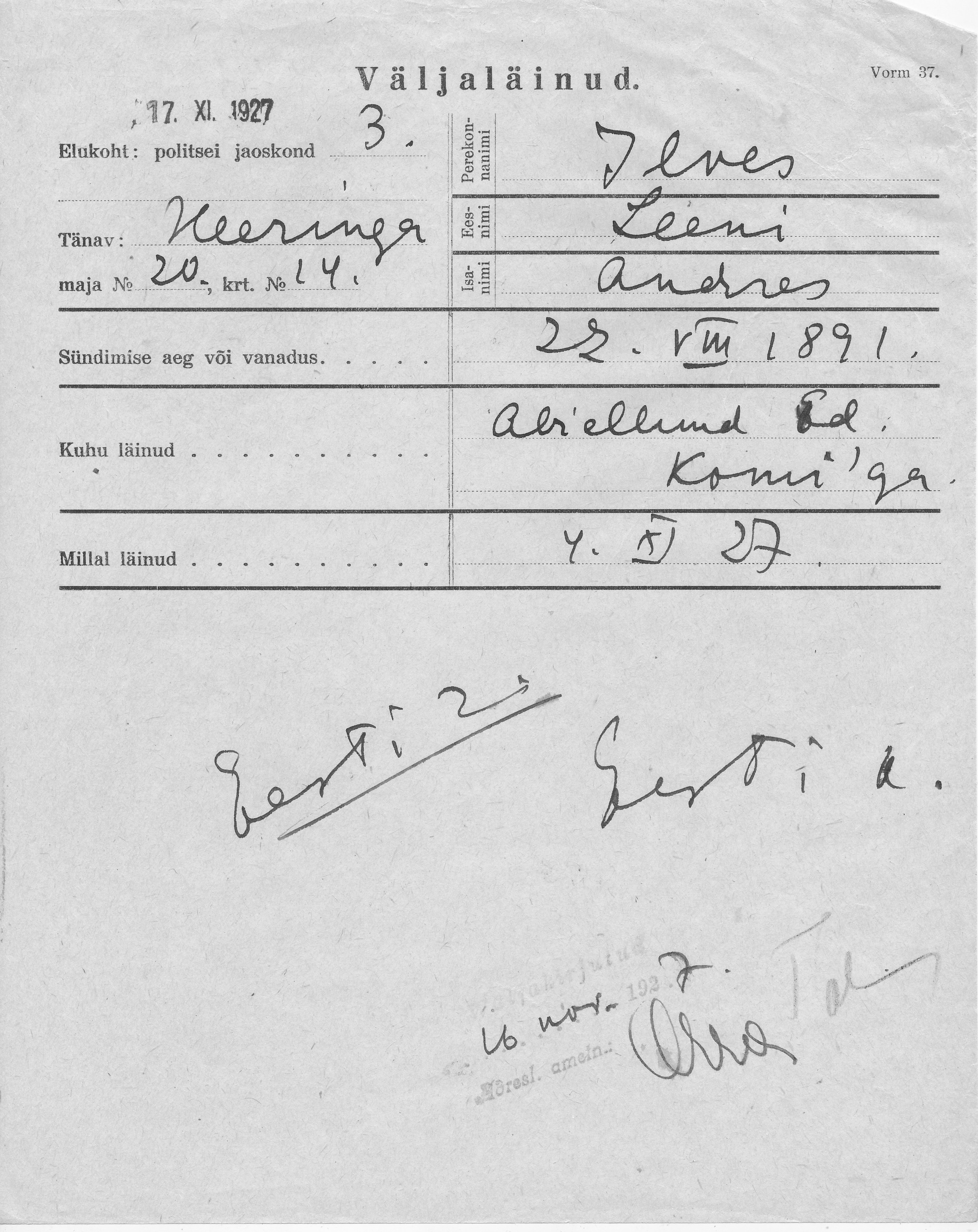 Ilves, Leeni, Andres