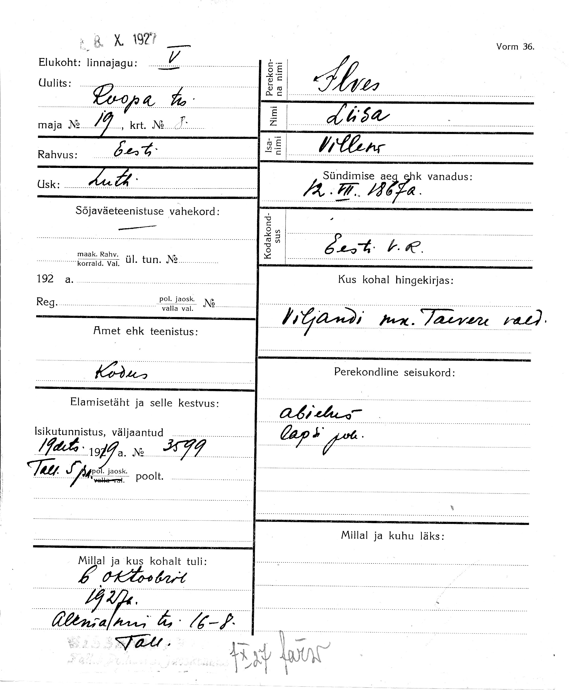 Ilves, Liisa, Villem