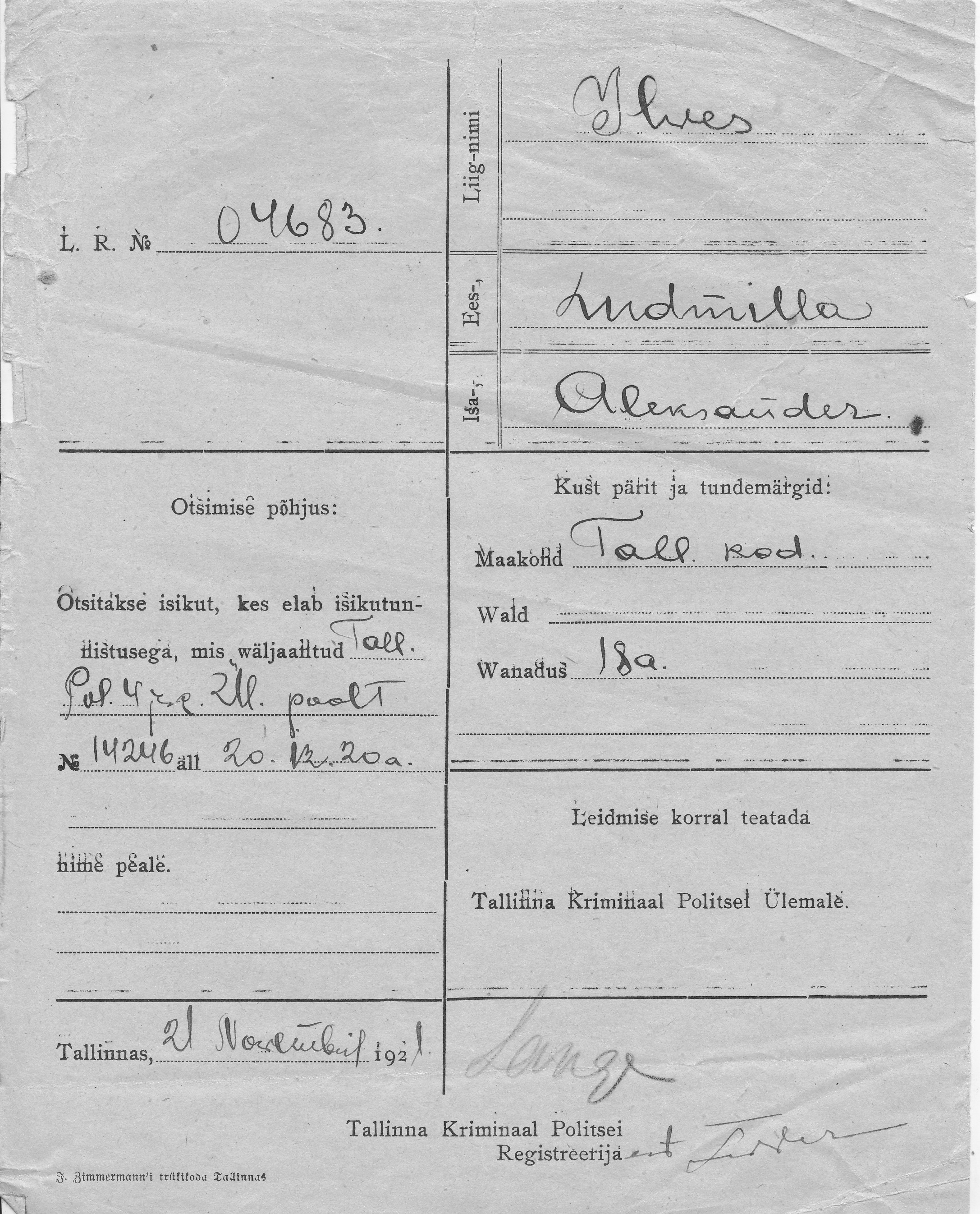 Ilves, Ludmilla, Aleksander