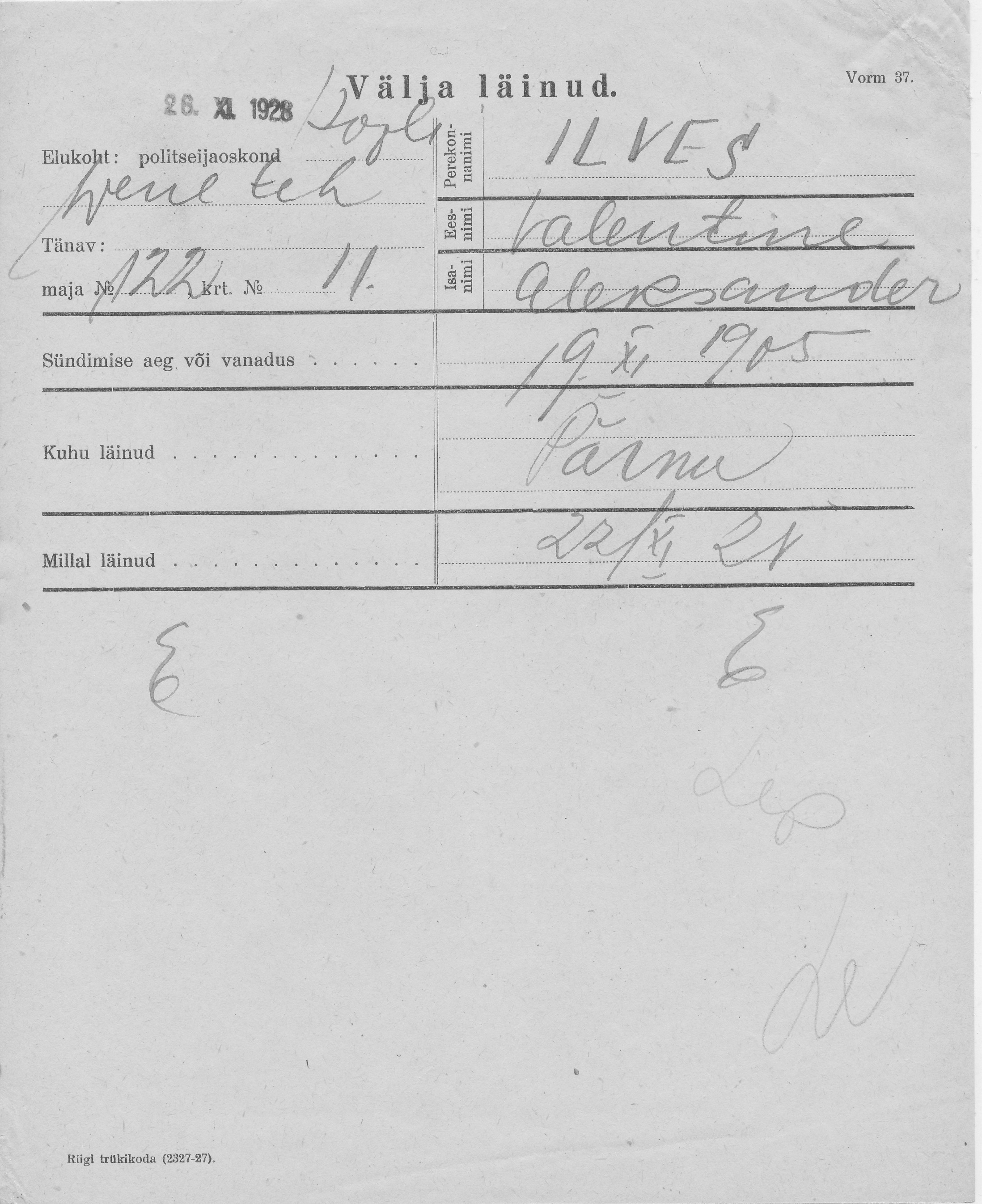 Ilves, Valentine, Aleksander