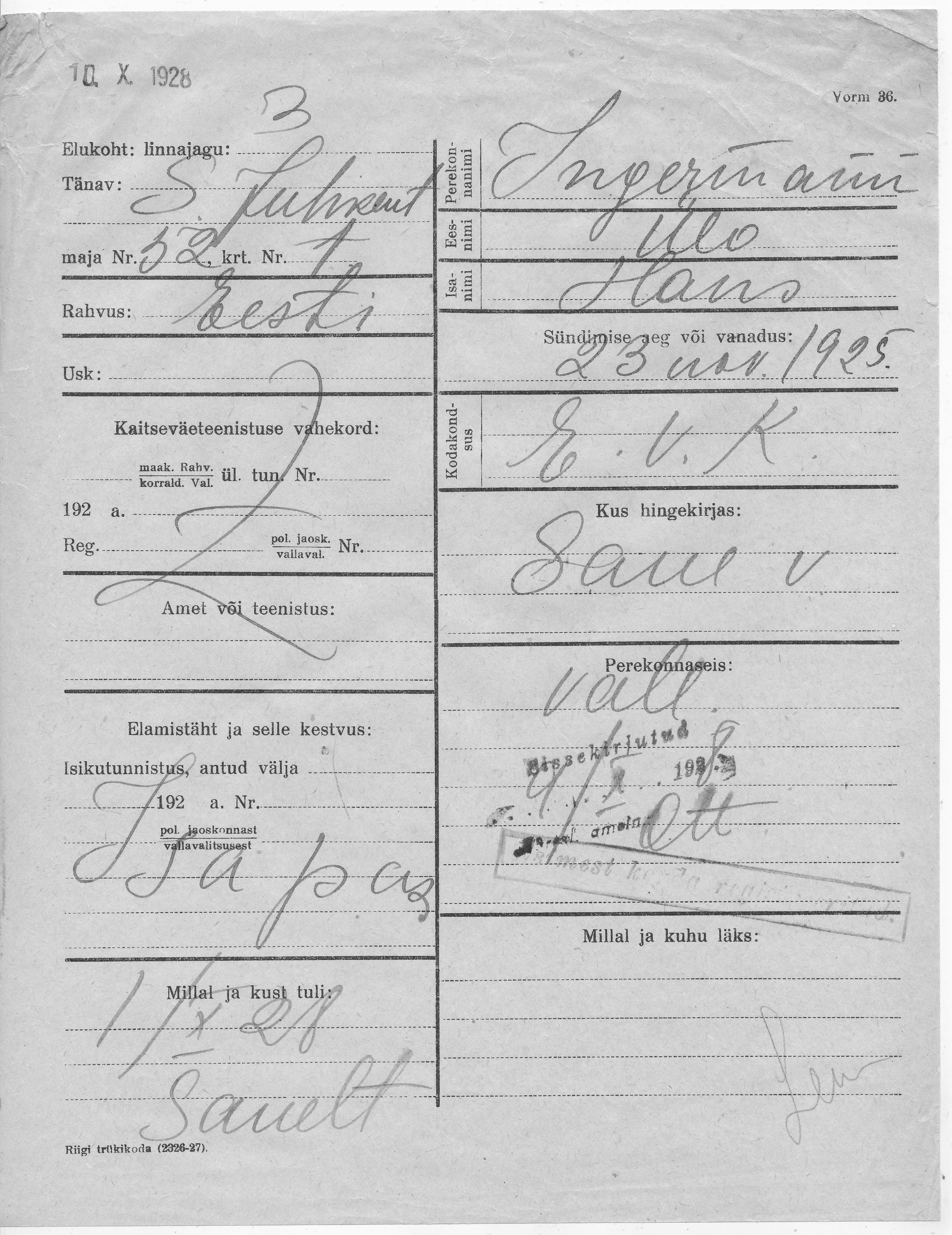 Ingermann, Ülo, Hans