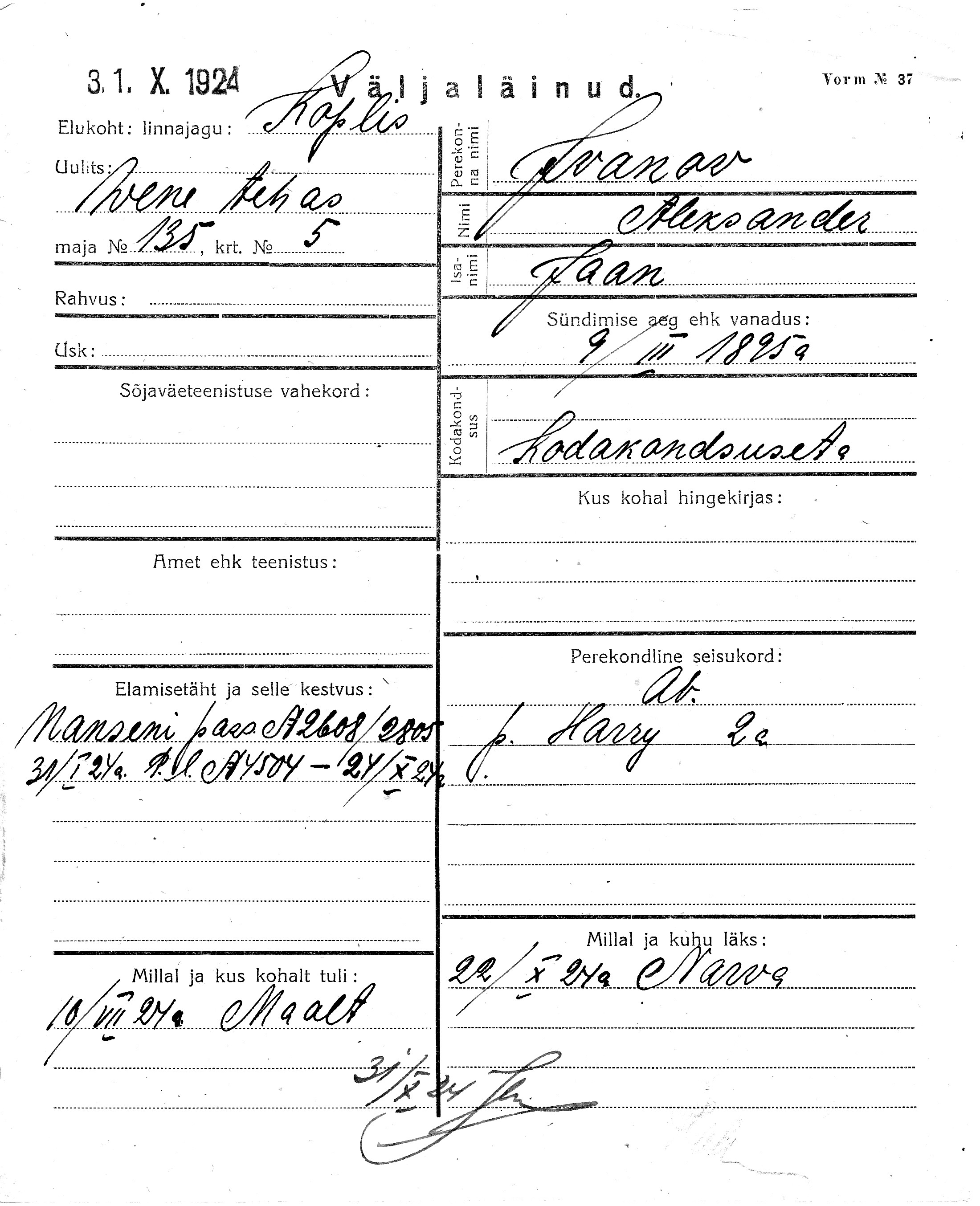 Ivanov, Aleksander, Jaan