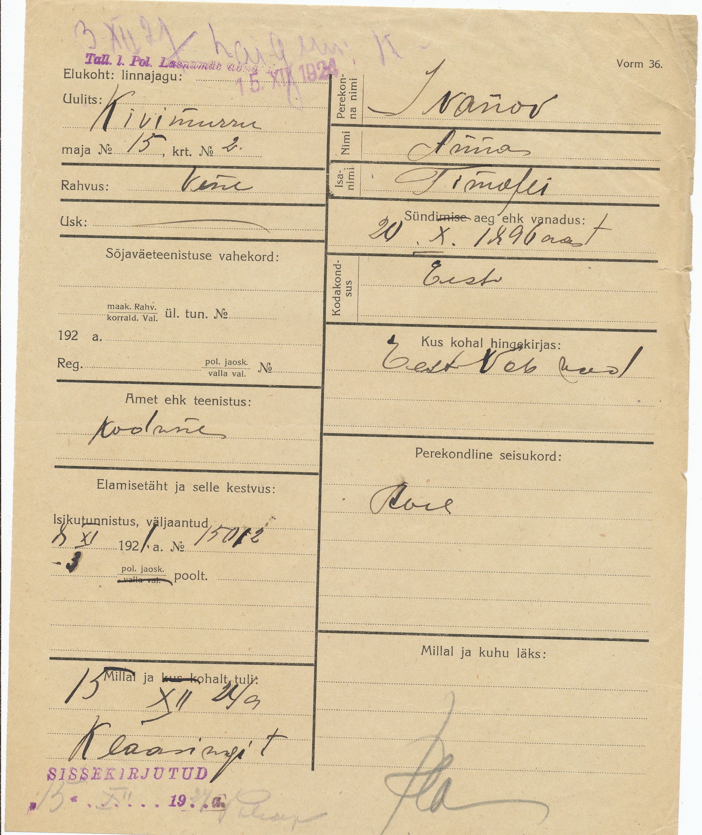 Ivanov, Anna, Timofei