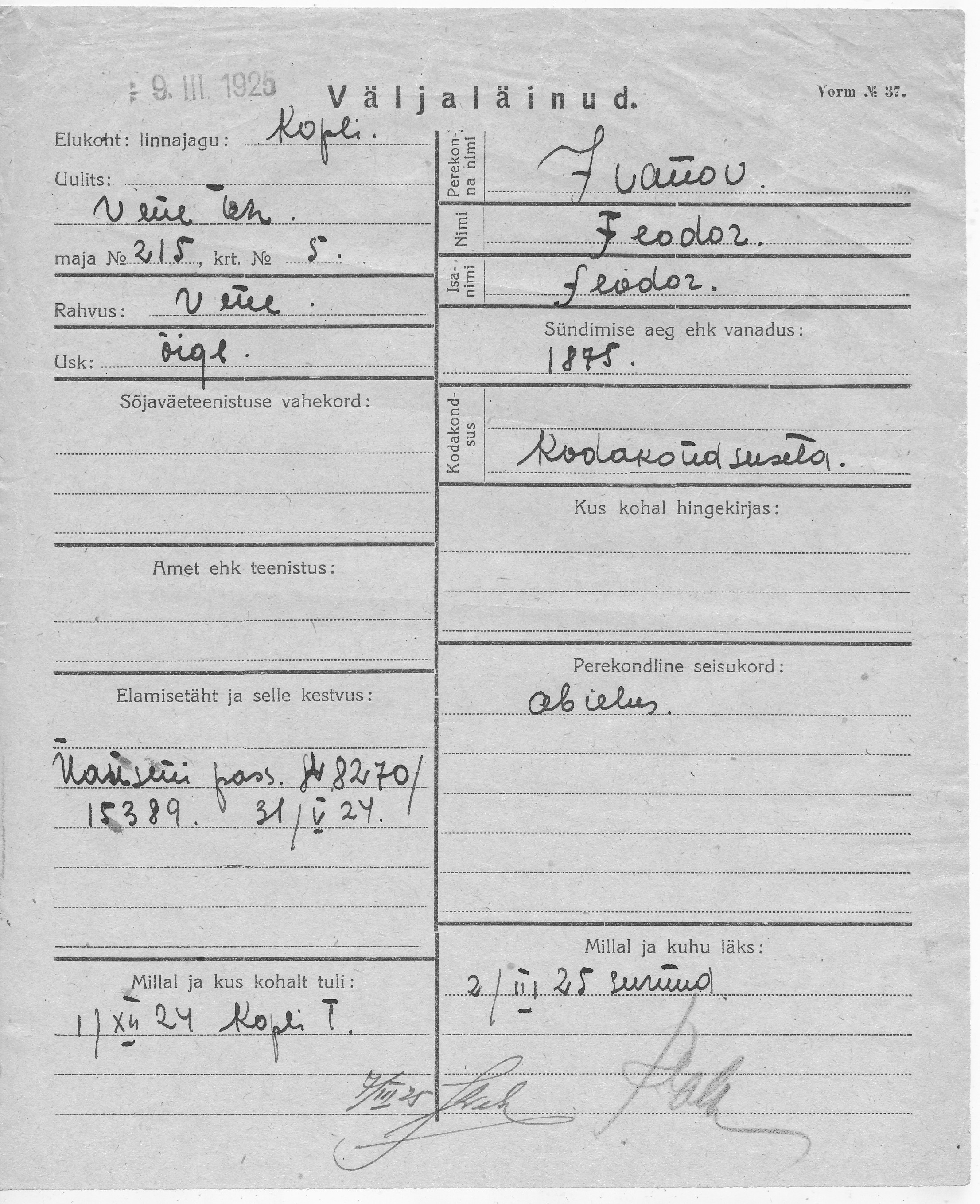 Ivanov, Feodor, Feodor