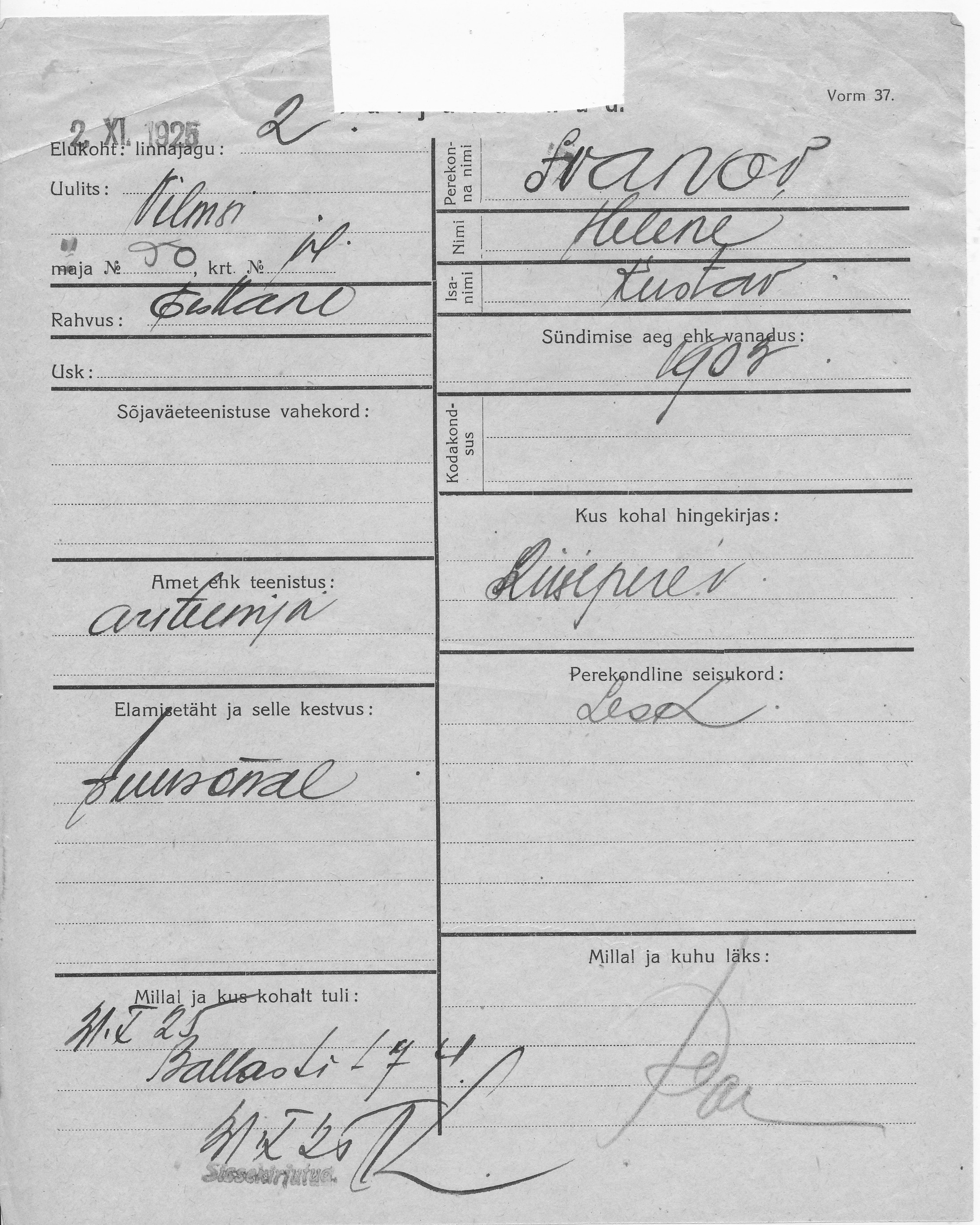 Ivanov, Helene, Kustav