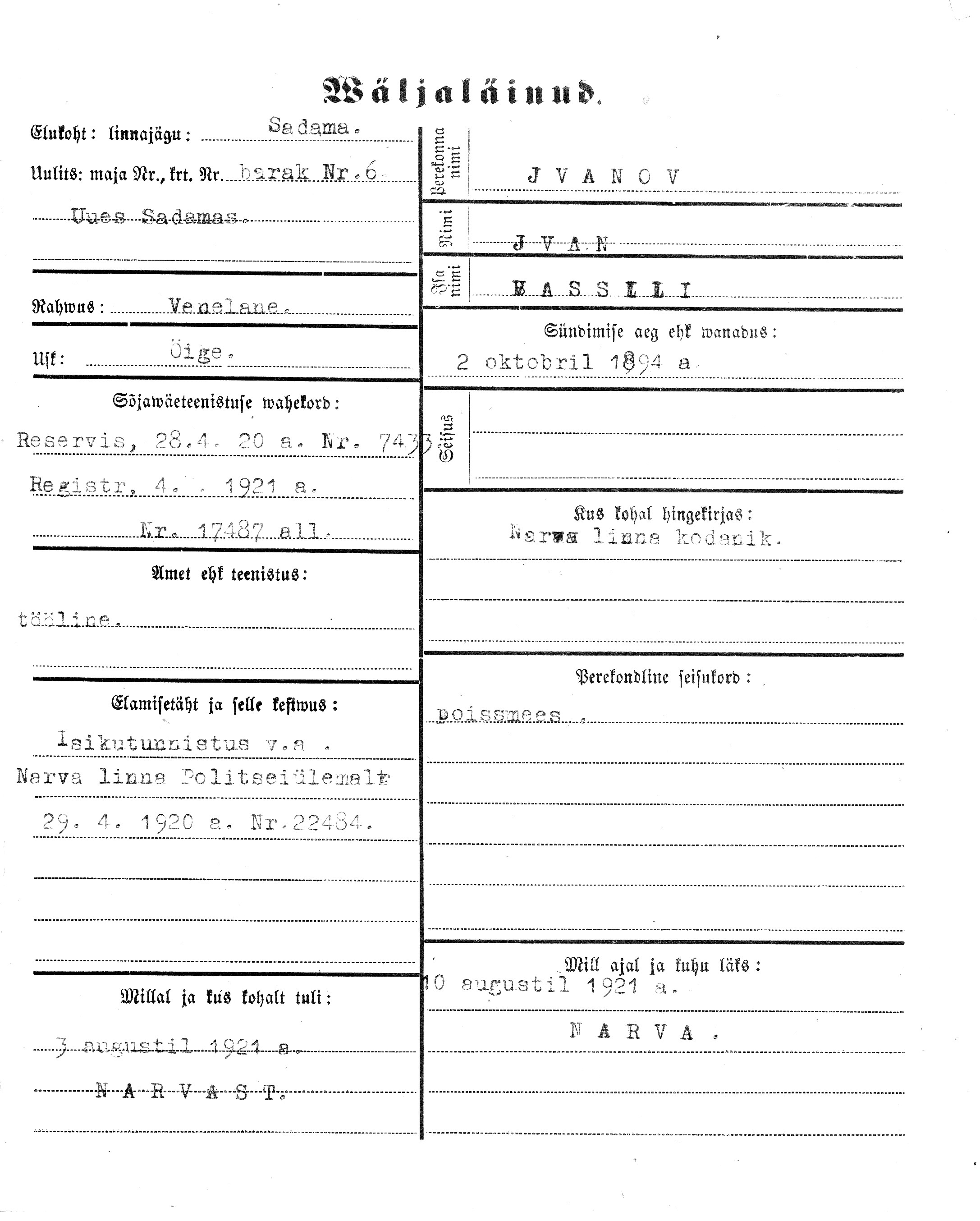 Ivanov, Ivan, Vassili