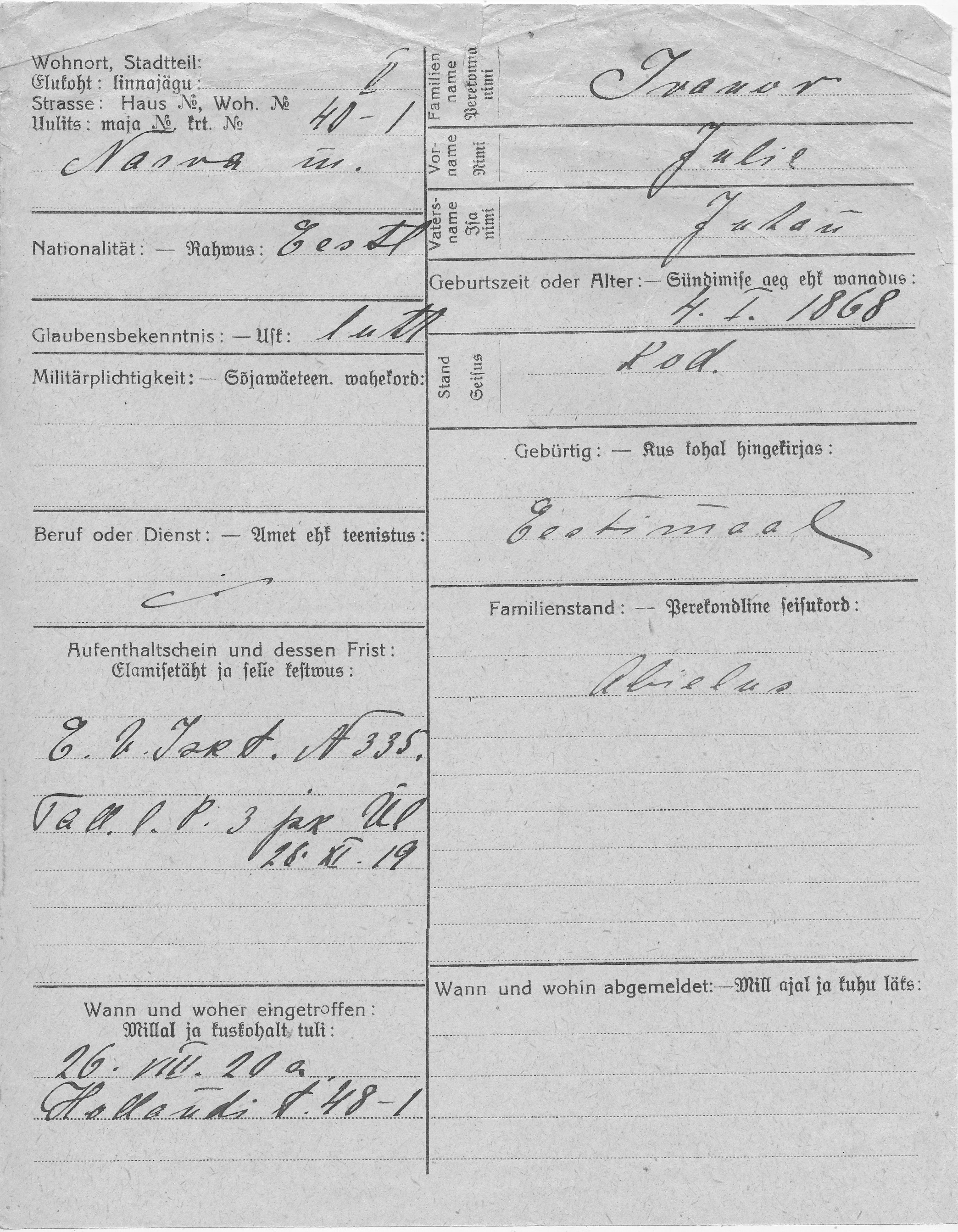 Ivanov, Julie, Juhan